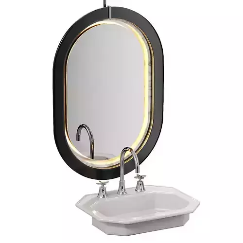 Duravit 1930 washbasin Ramonsoler Adagio mixer and mirror 3D model