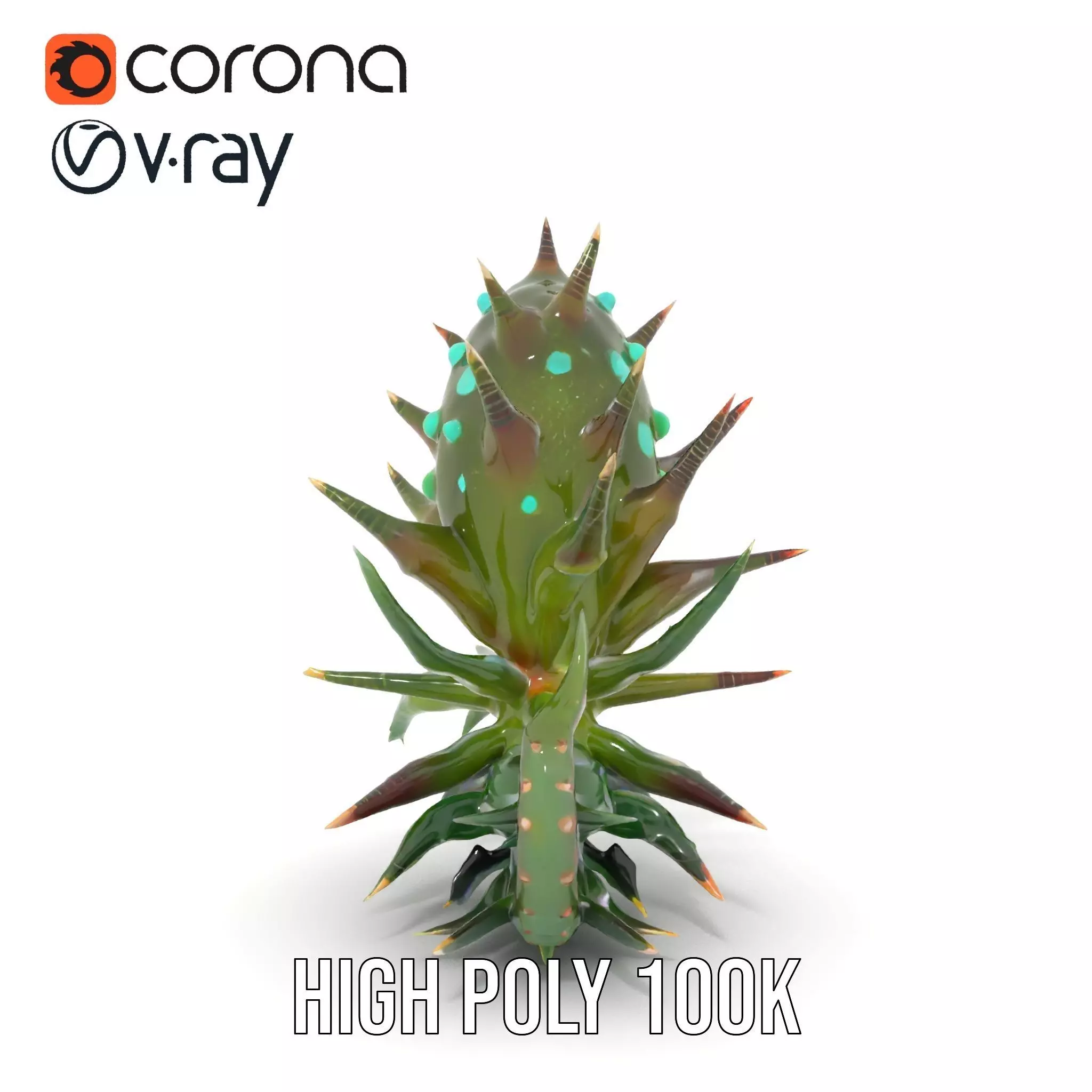 Spiky Alien Plant model pack Low-poly 3D model_21