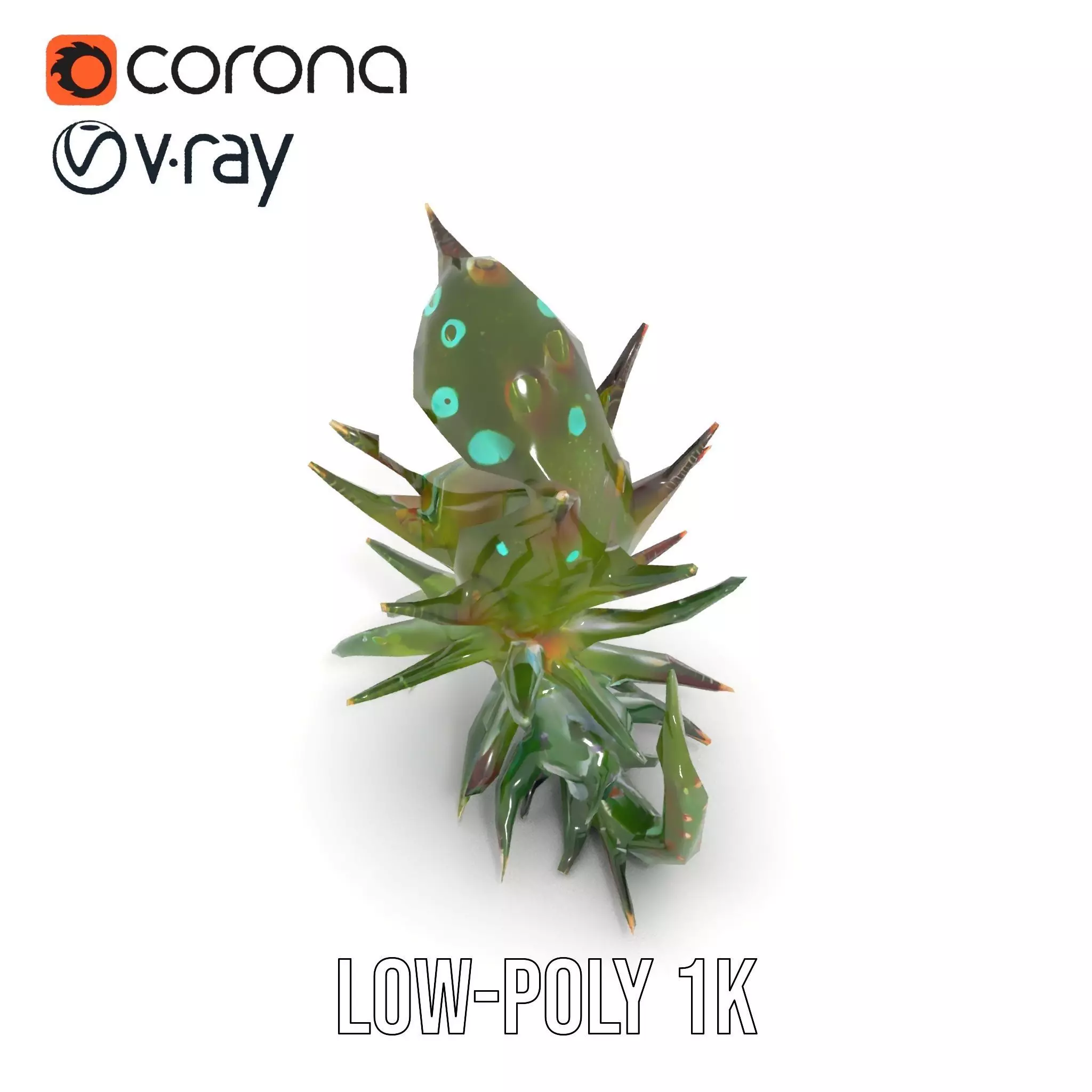 Spiky Alien Plant model pack Low-poly 3D model_8