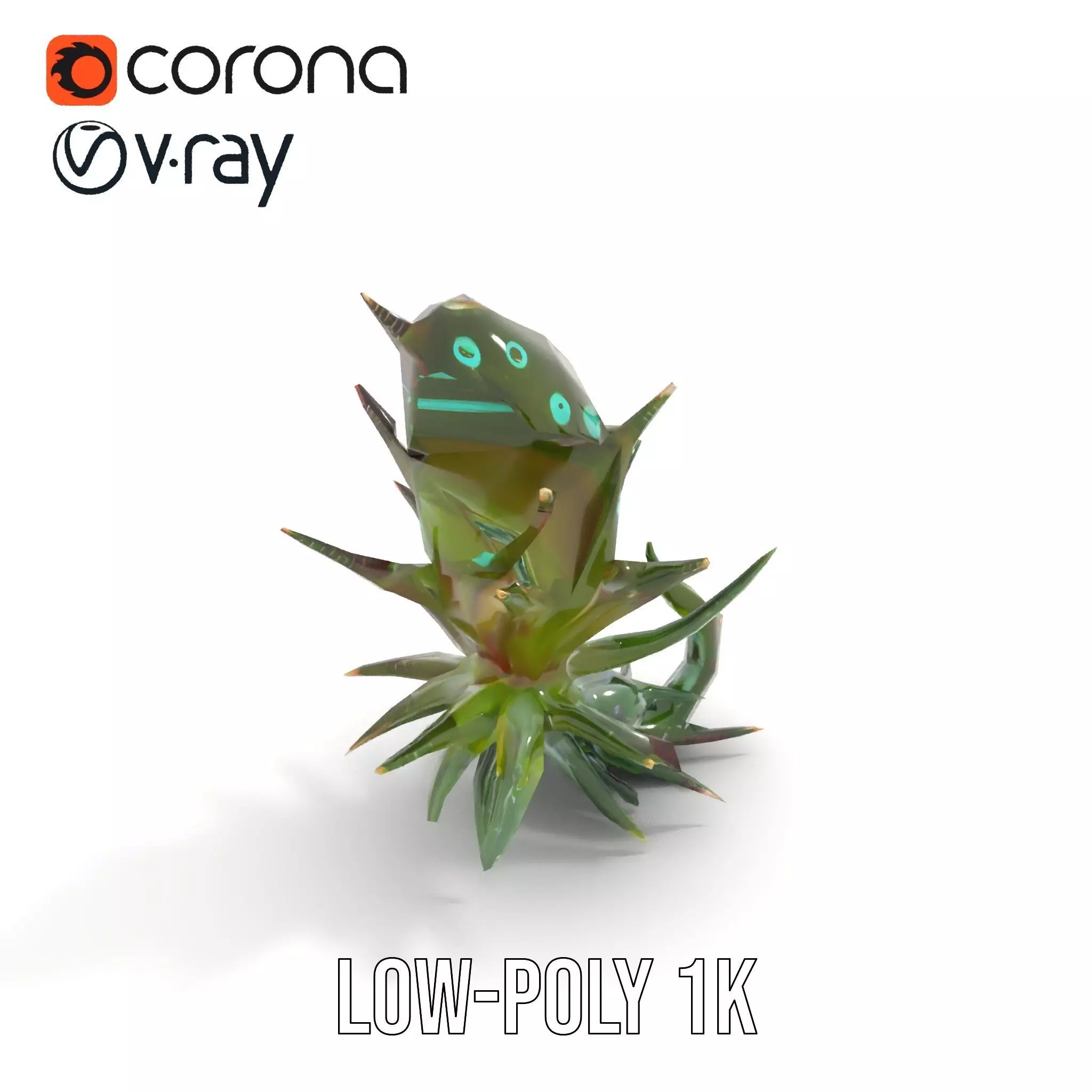 Spiky Alien Plant model pack Low-poly 3D model_10