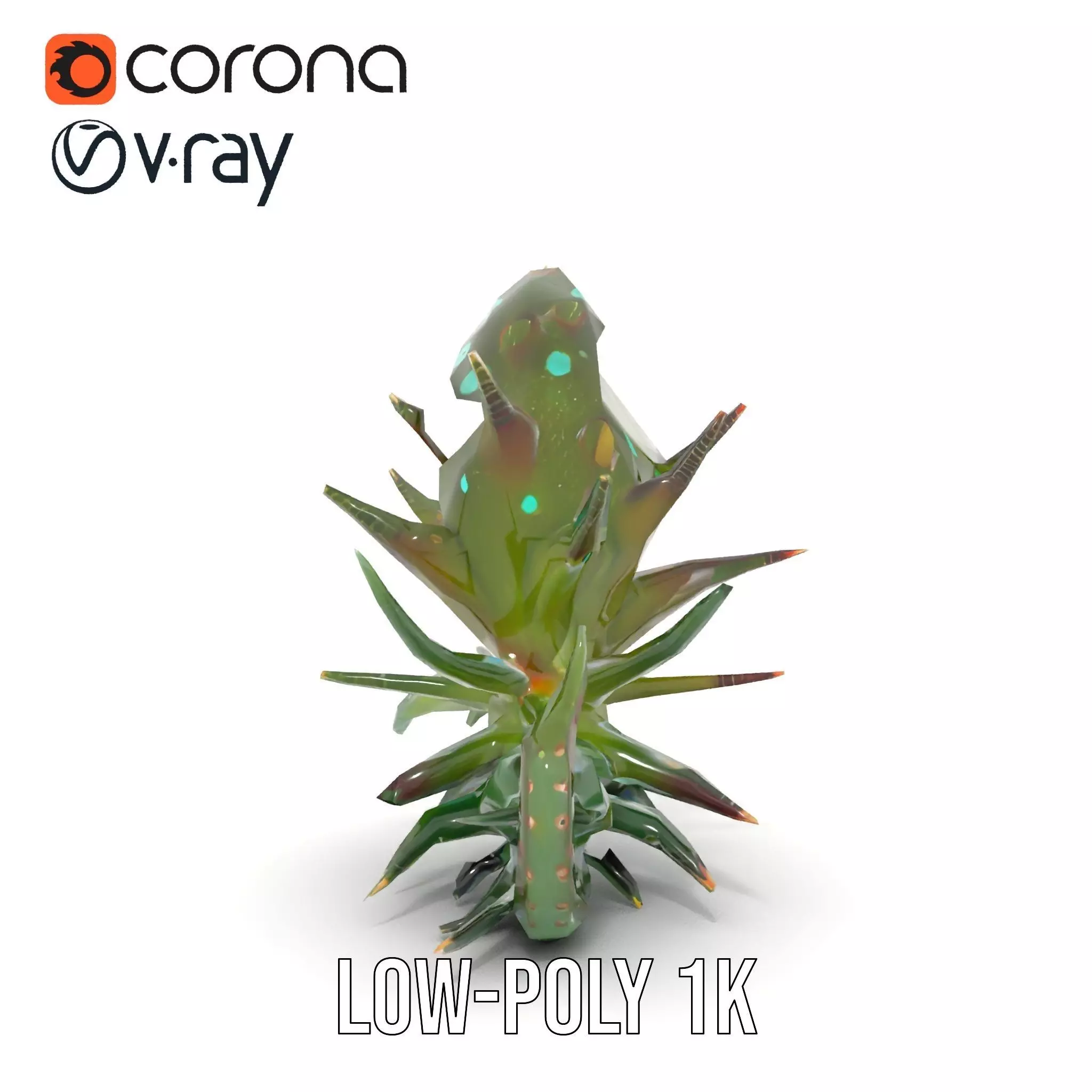 Spiky Alien Plant model pack Low-poly 3D model_20
