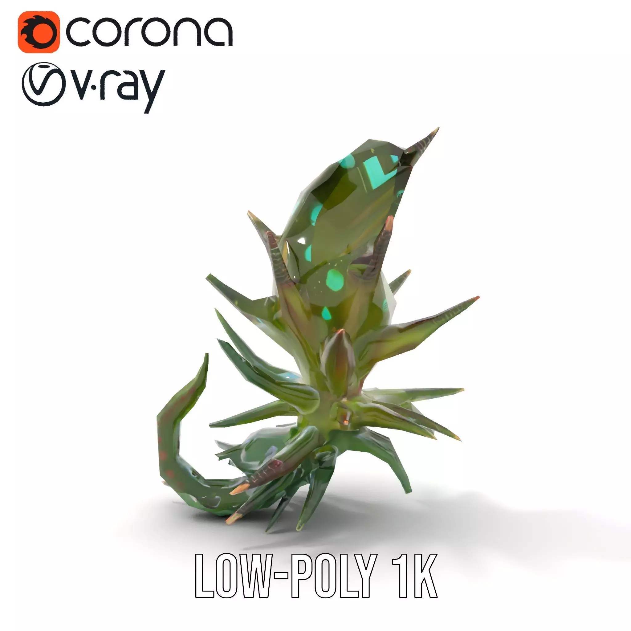 Spiky Alien Plant model pack Low-poly 3D model_17