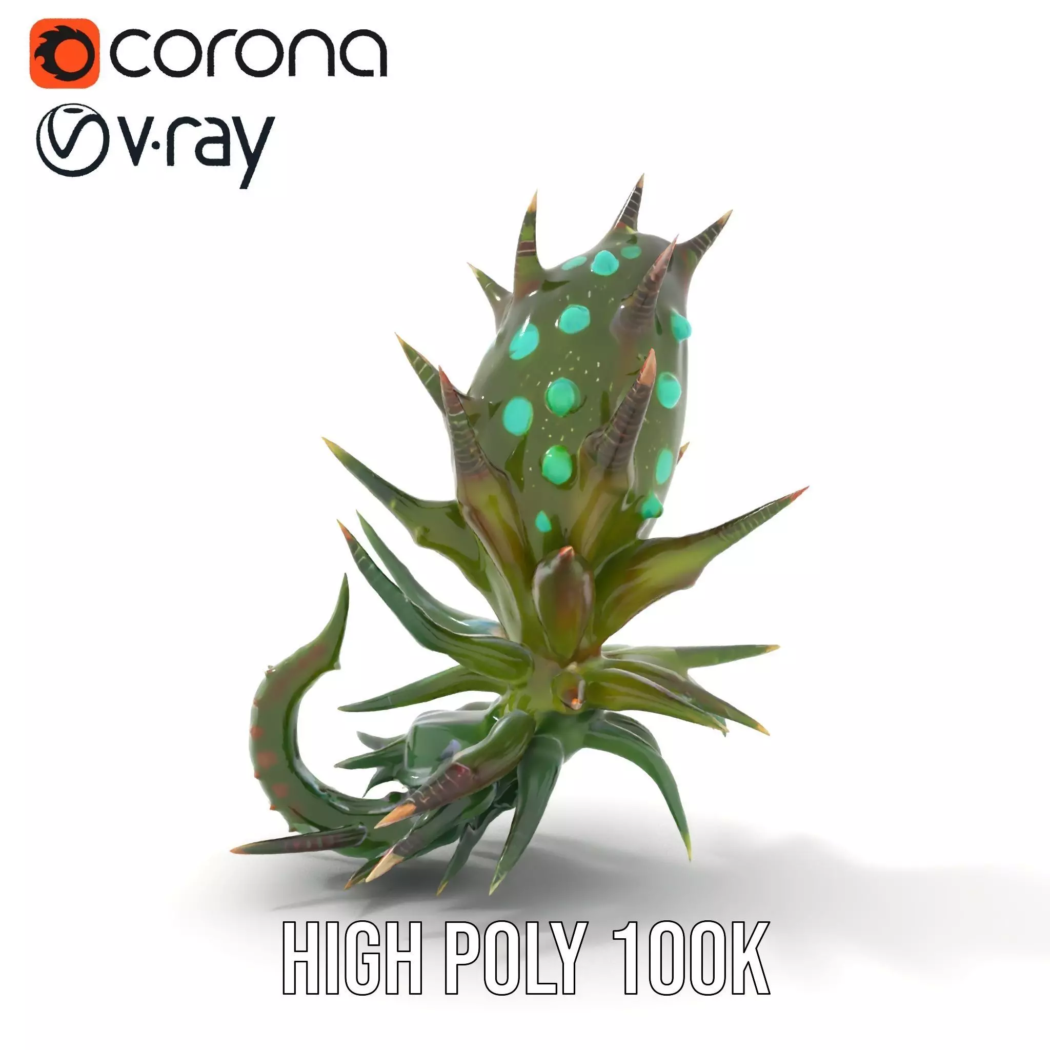 Spiky Alien Plant model pack Low-poly 3D model_24