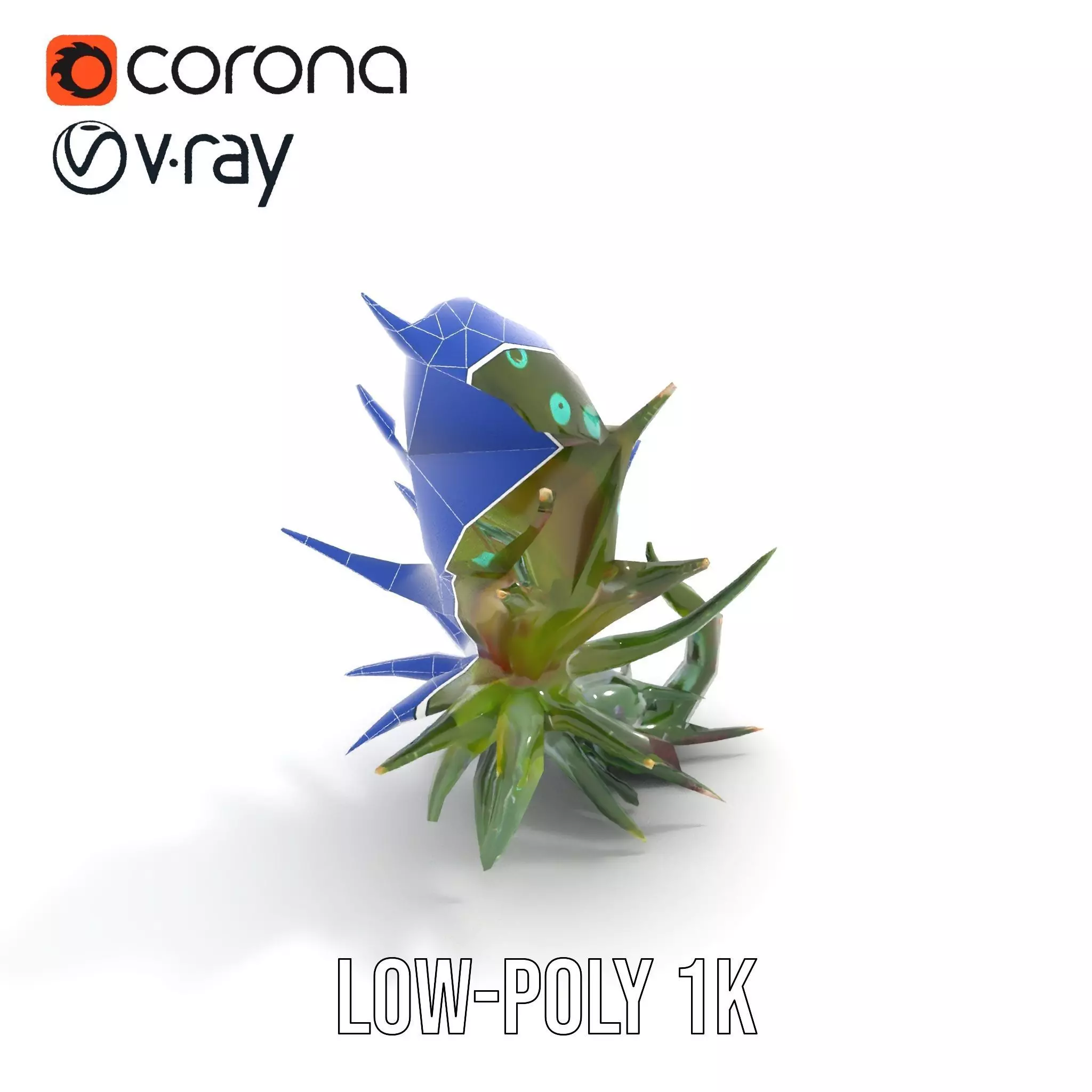 Spiky Alien Plant model pack Low-poly 3D model_26