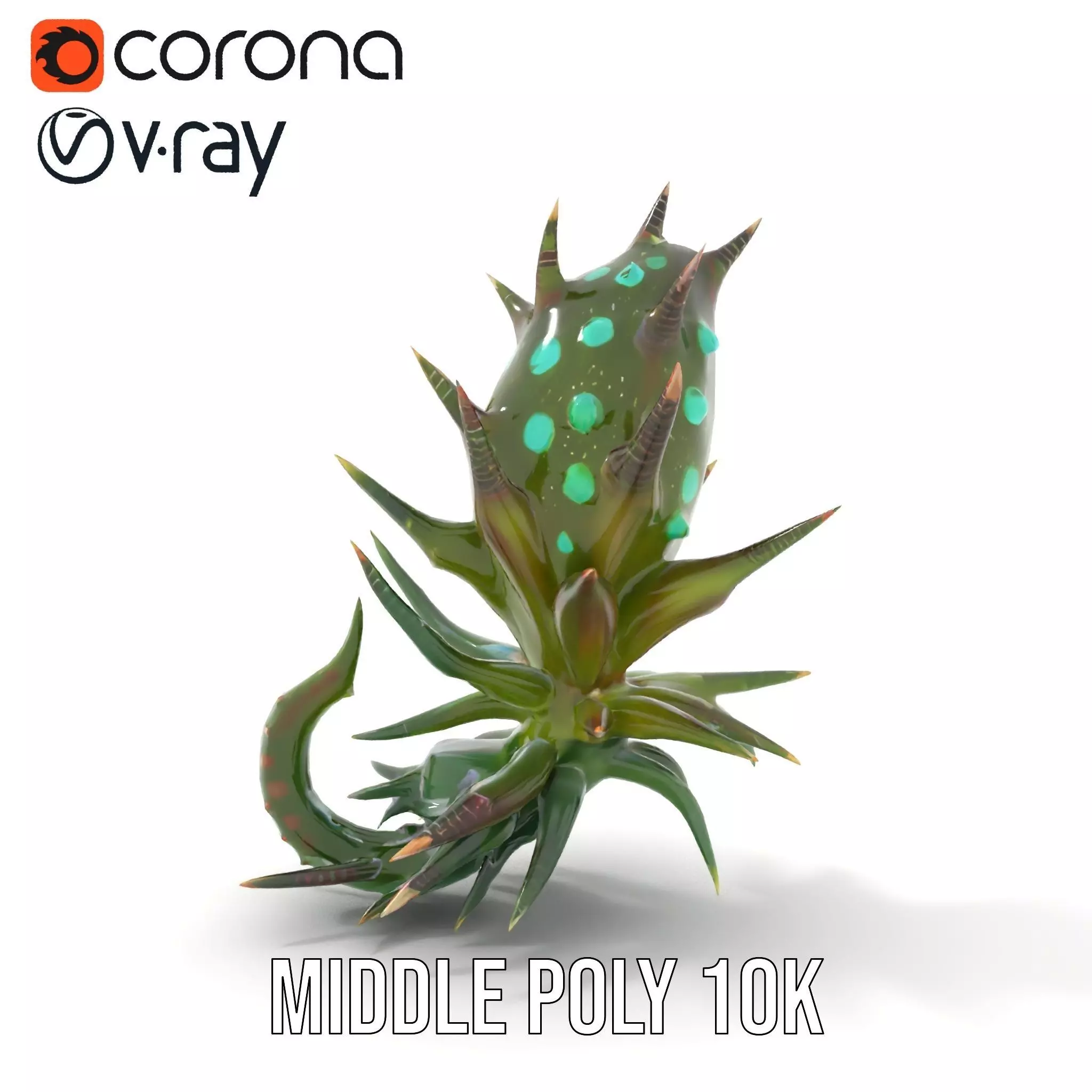 Spiky Alien Plant model pack Low-poly 3D model_14