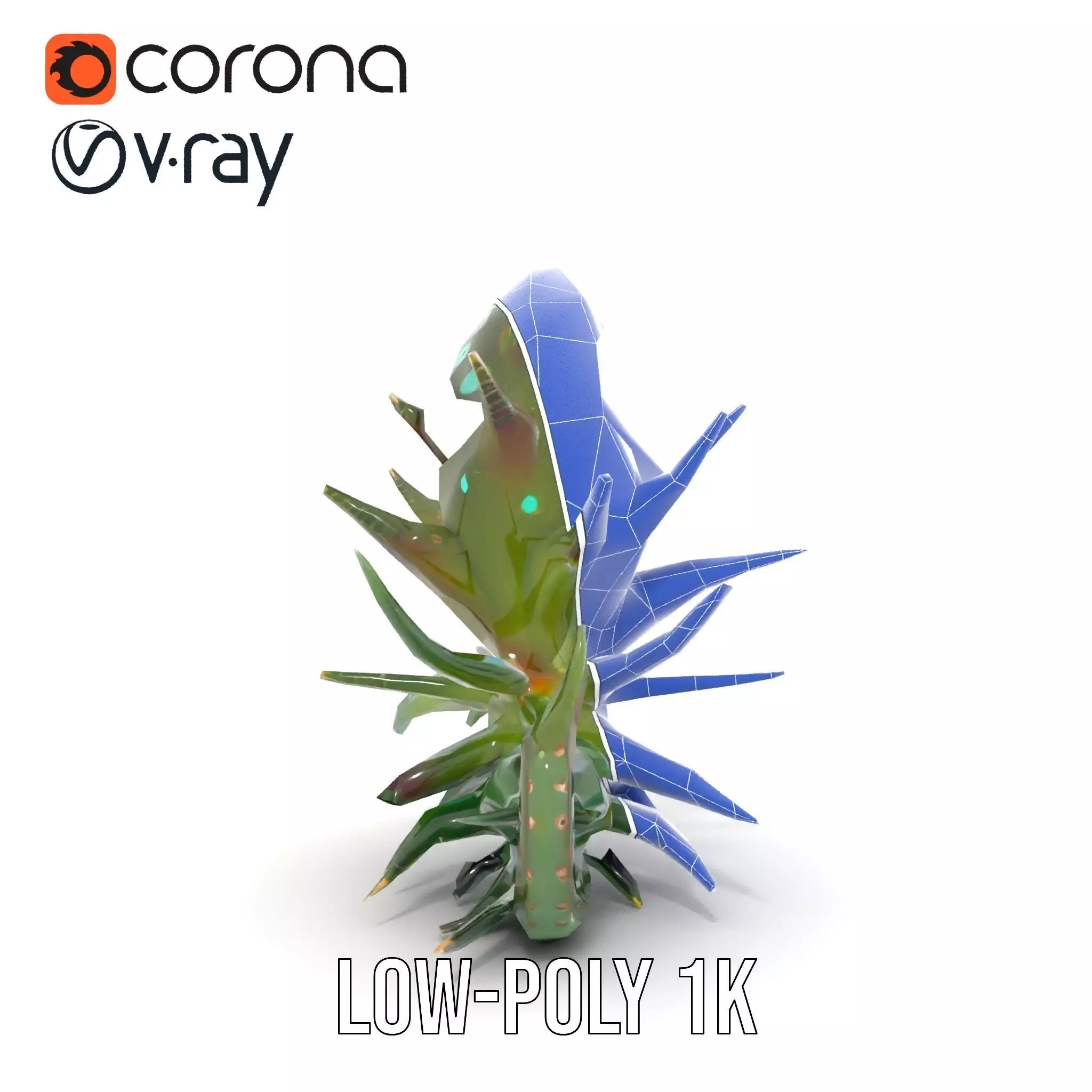 Spiky Alien Plant model pack Low-poly 3D model_32