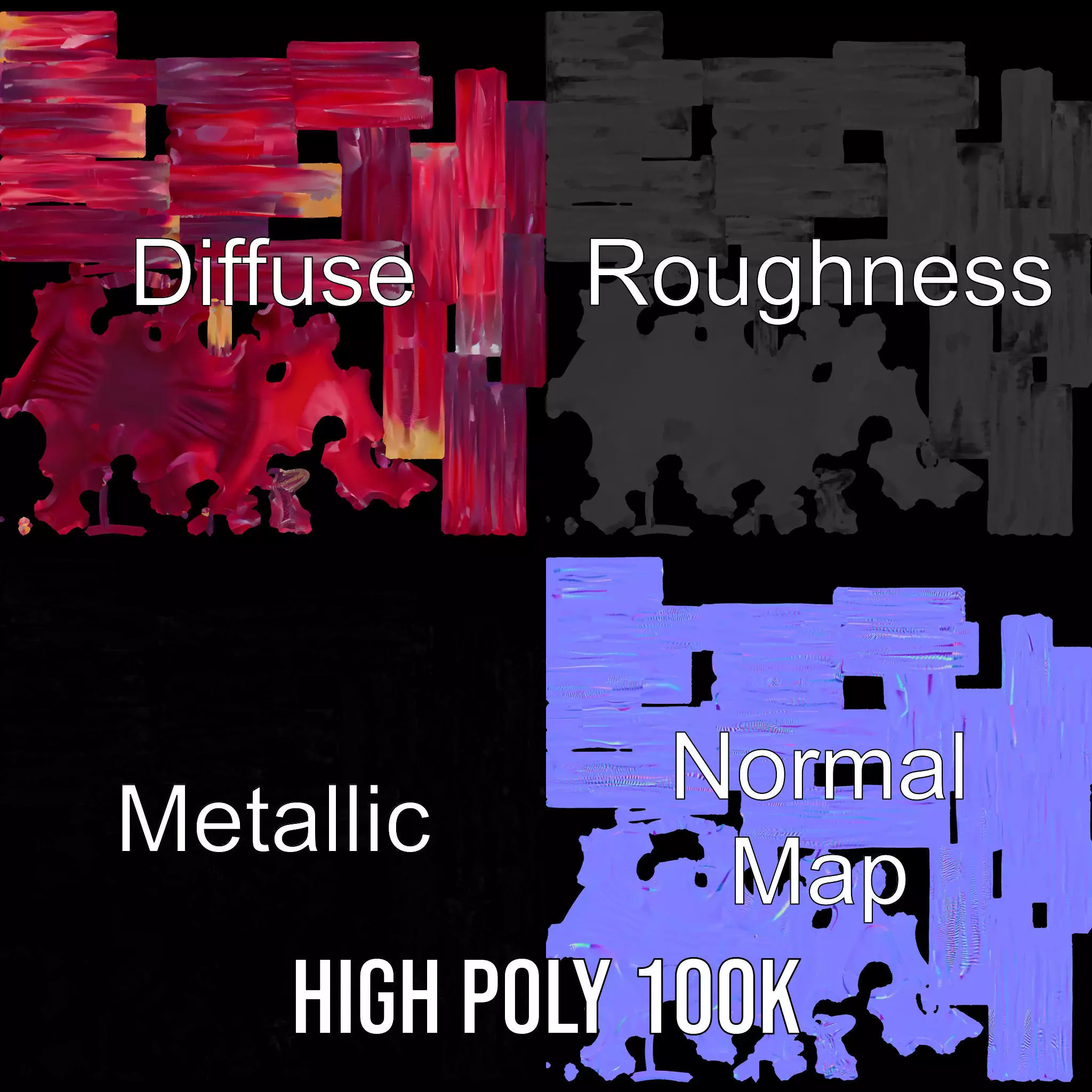 Vivid Alien Plant model pack Low-poly 3D model_4