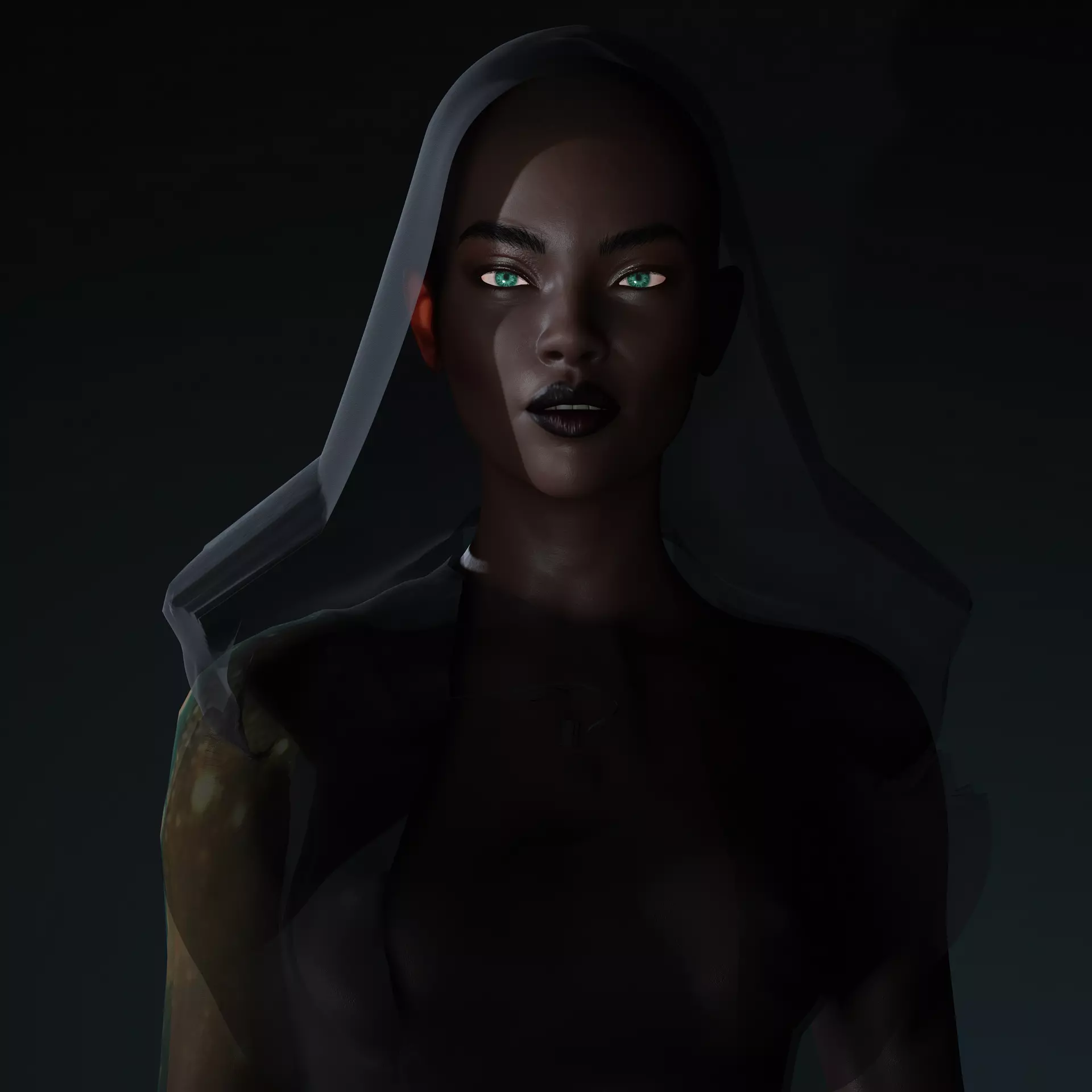 Dark Enchantress   Realistic 3D Female Character Low-poly 3D model_0