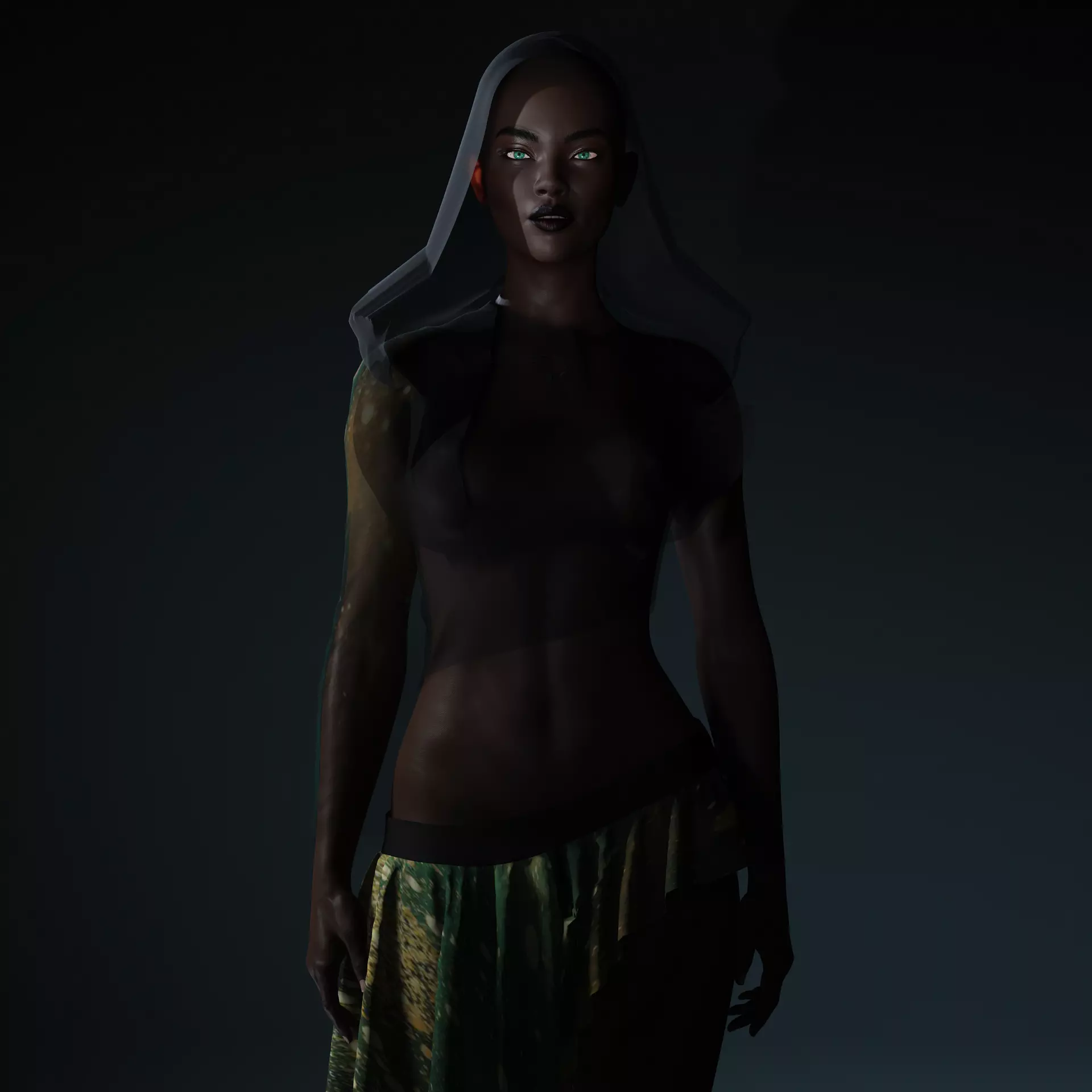 Dark Enchantress   Realistic 3D Female Character Low-poly 3D model_3