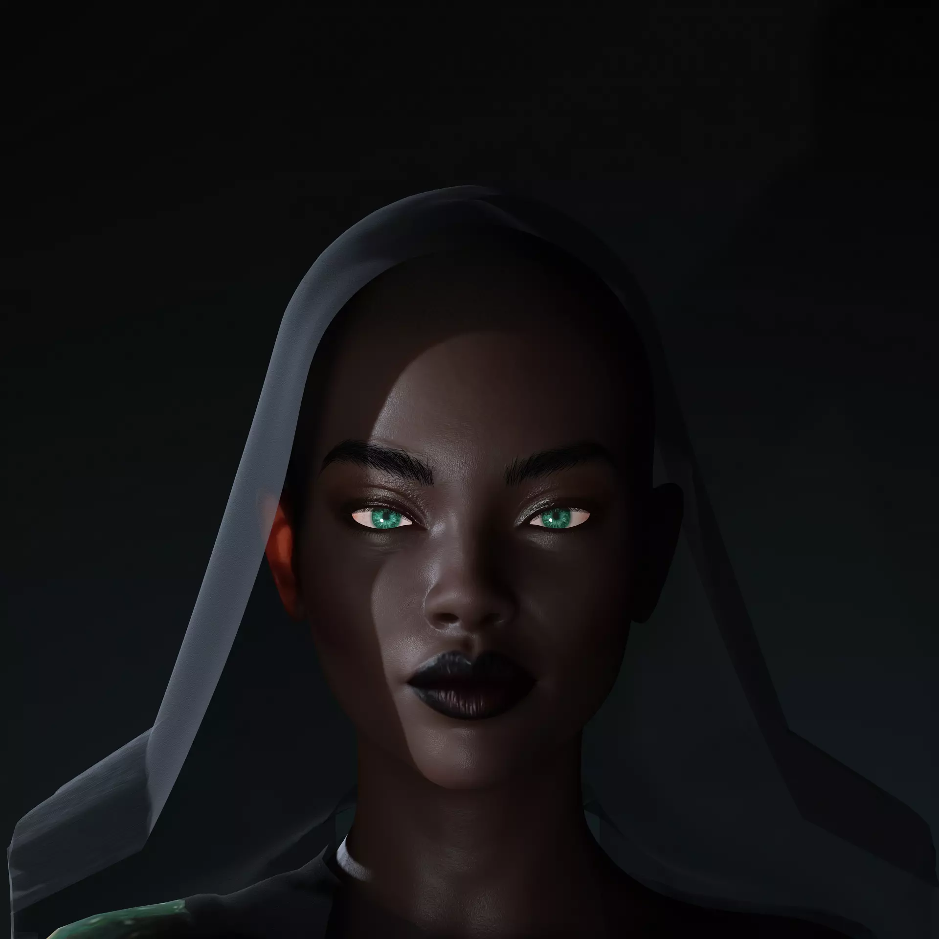 Dark Enchantress   Realistic 3D Female Character Low-poly 3D model_1