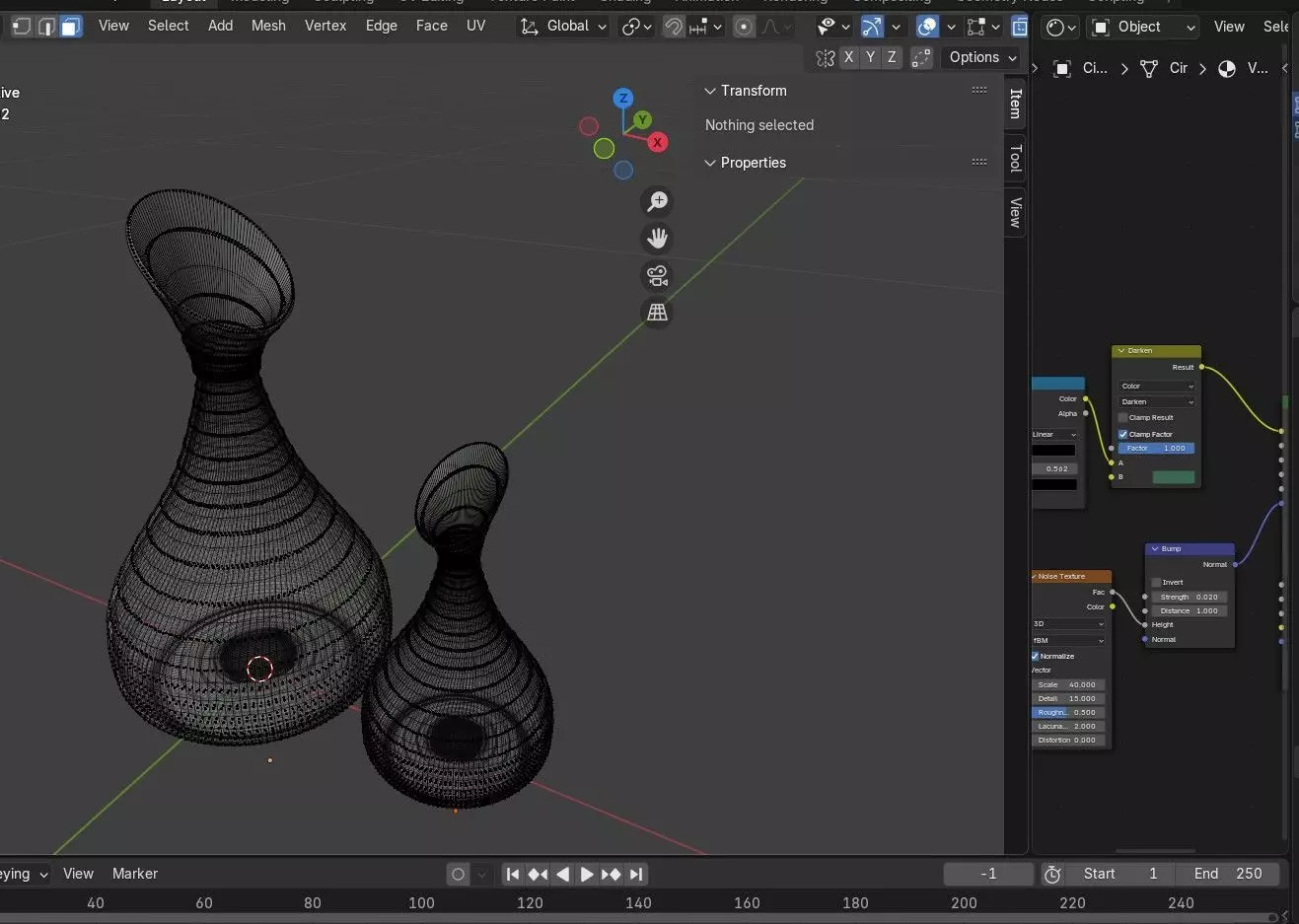 Golden Green Vase Set 02-Blender Procedural 3D Model 3D model_2