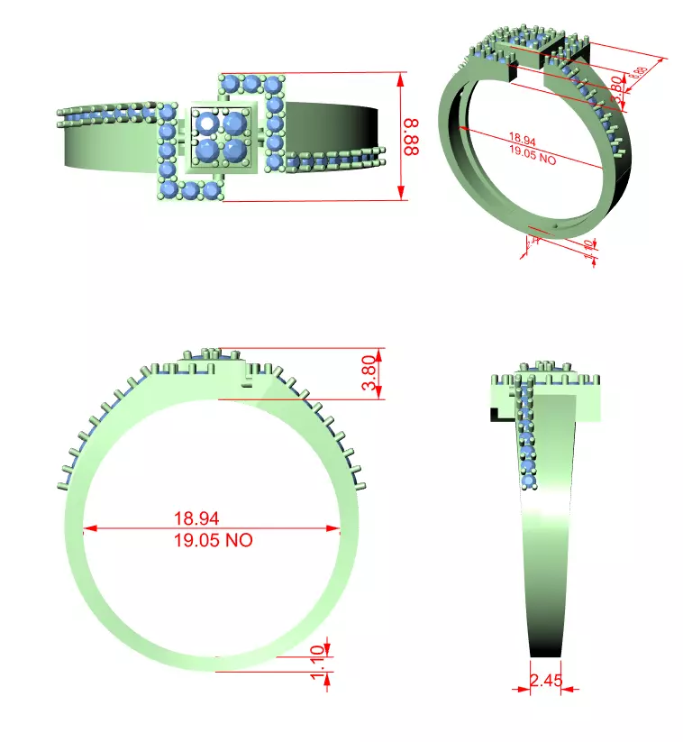 Diamond Band Ring 3dm stl renders animation videos details   3D print model_1