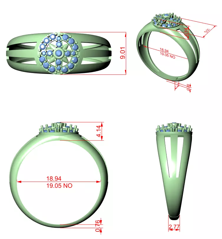 Diamond Band Ring 3dm stl renders animation videos details 3D print model_1