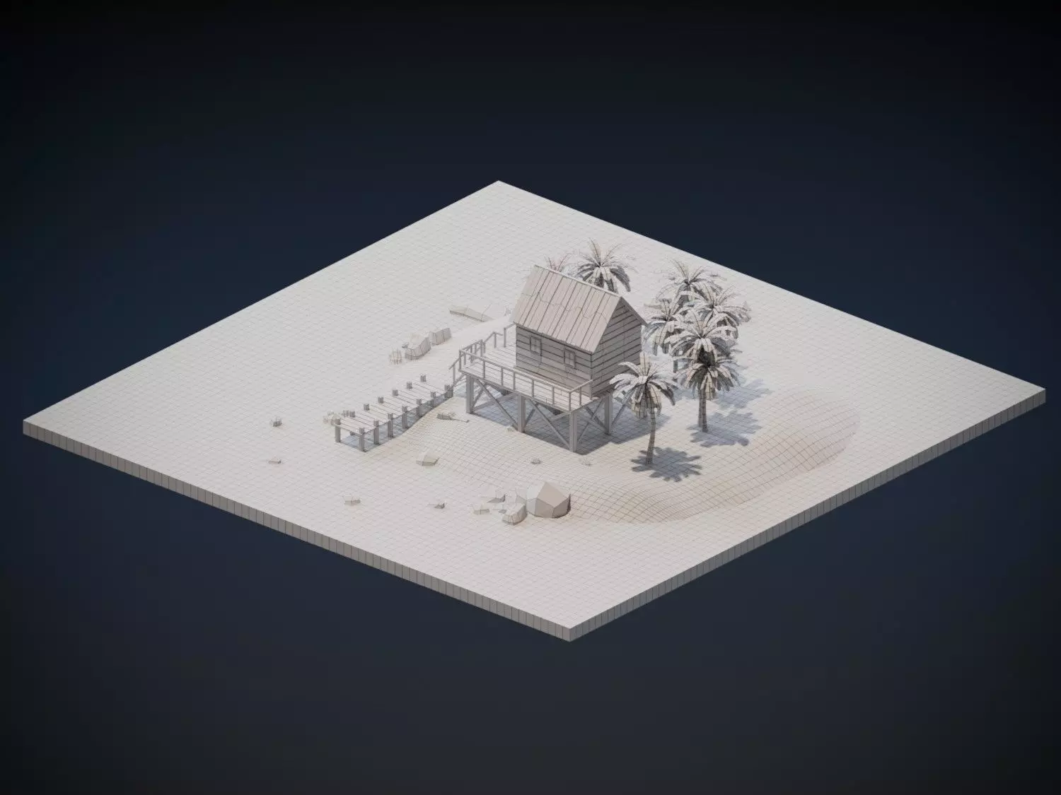 Beach House Low-poly 3D model_5