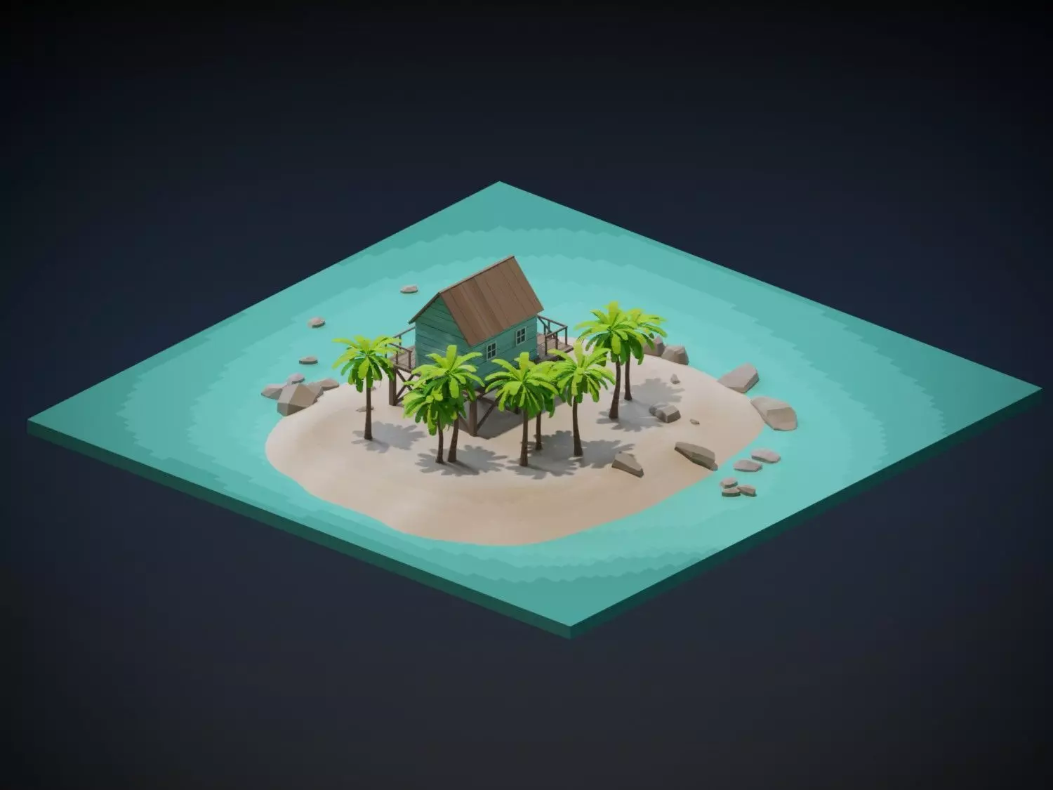 Beach House Low-poly 3D model_2