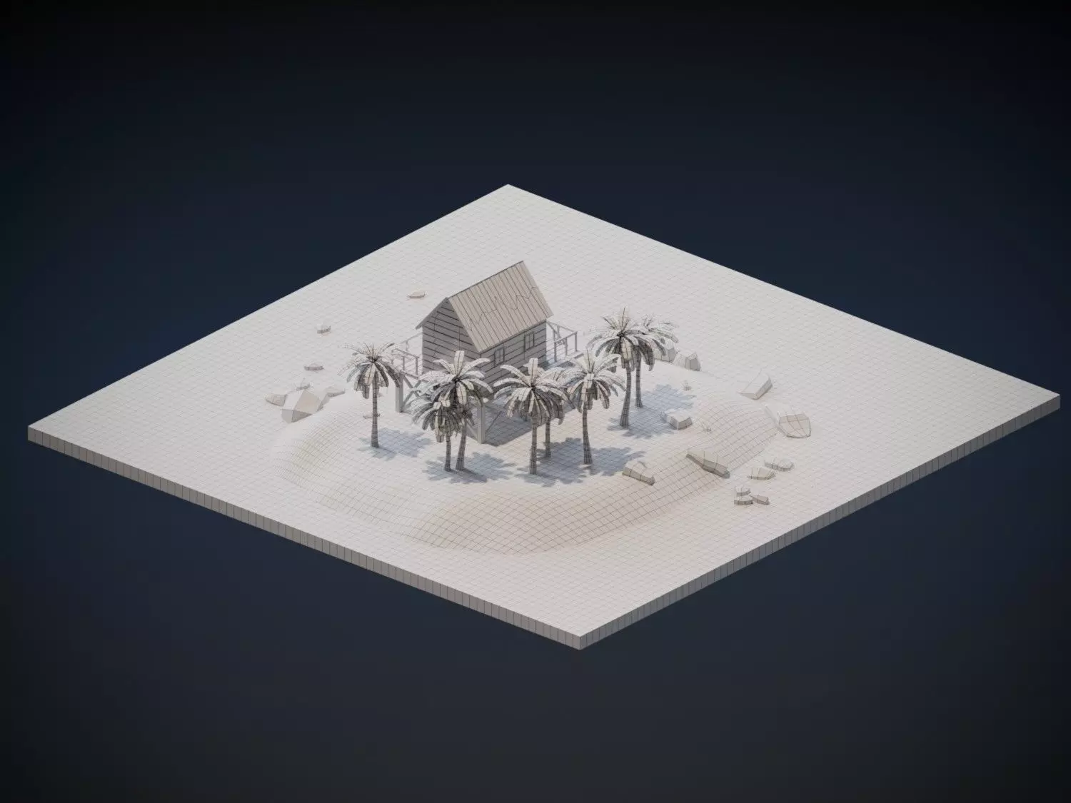 Beach House Low-poly 3D model_3