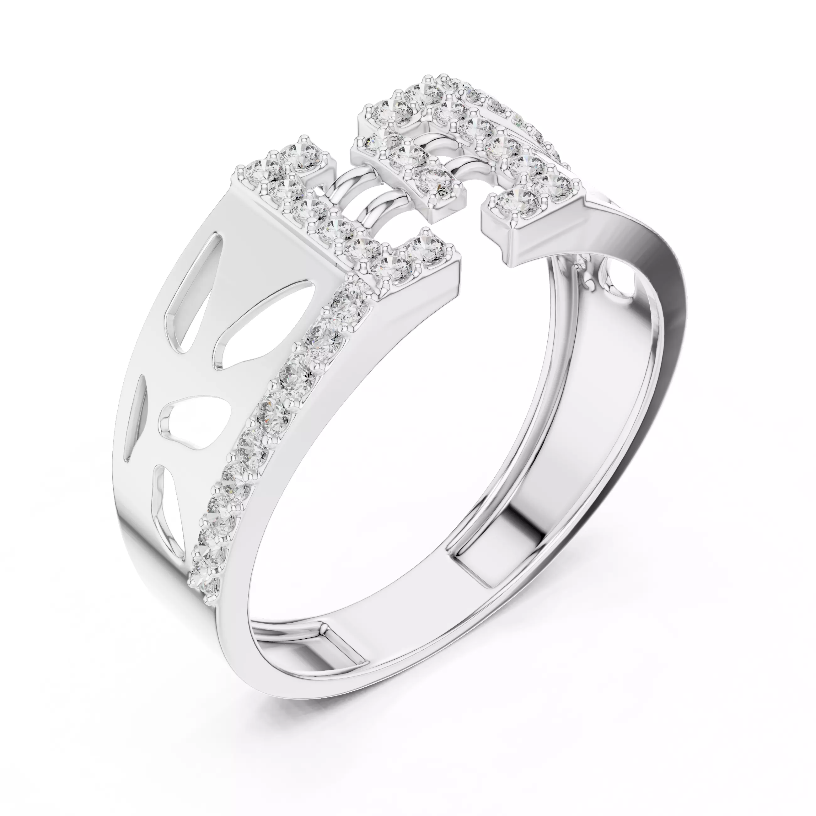 Diamond Band Ring 3dm stl renders animation videos details 3D print model_7