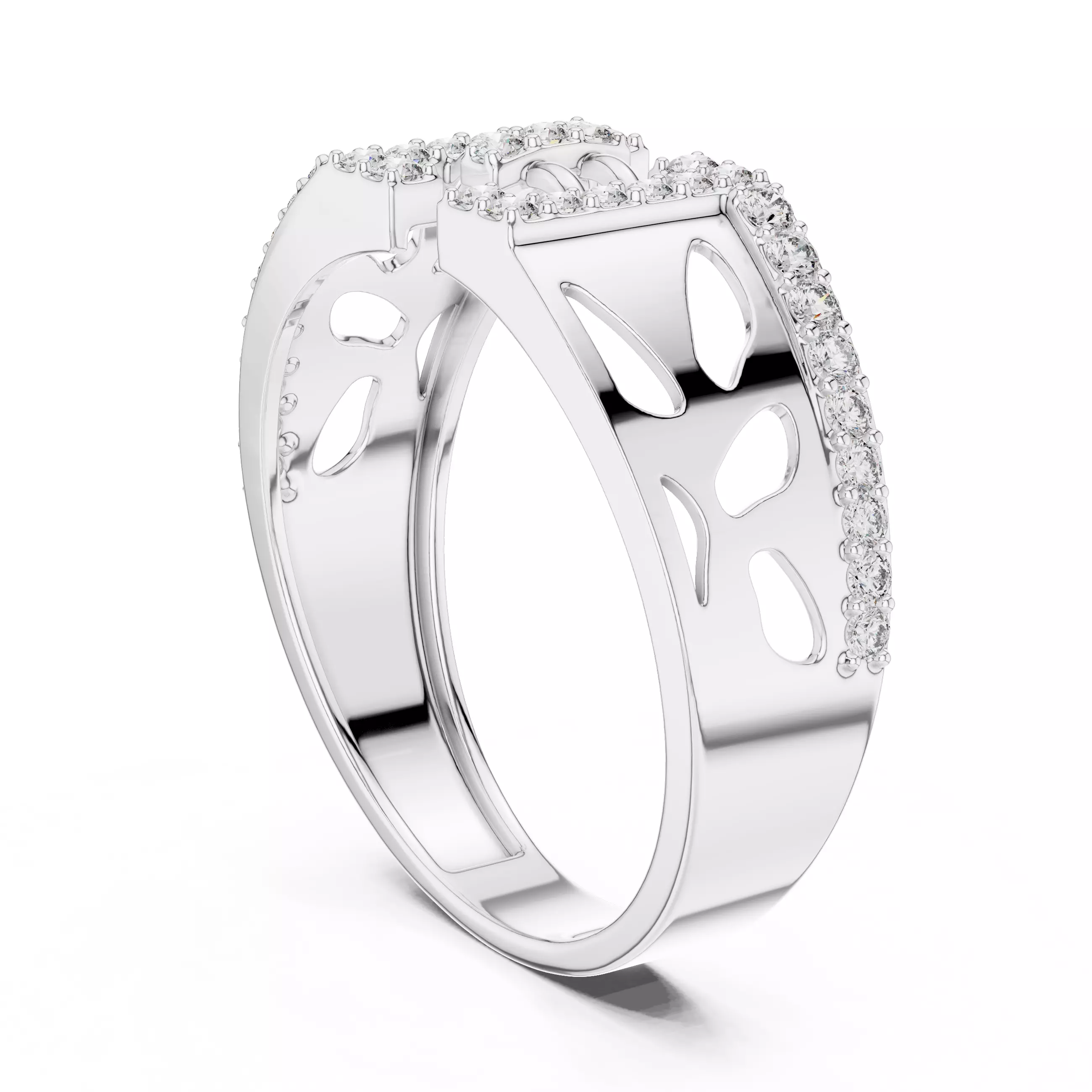 Diamond Band Ring 3dm stl renders animation videos details 3D print model_6