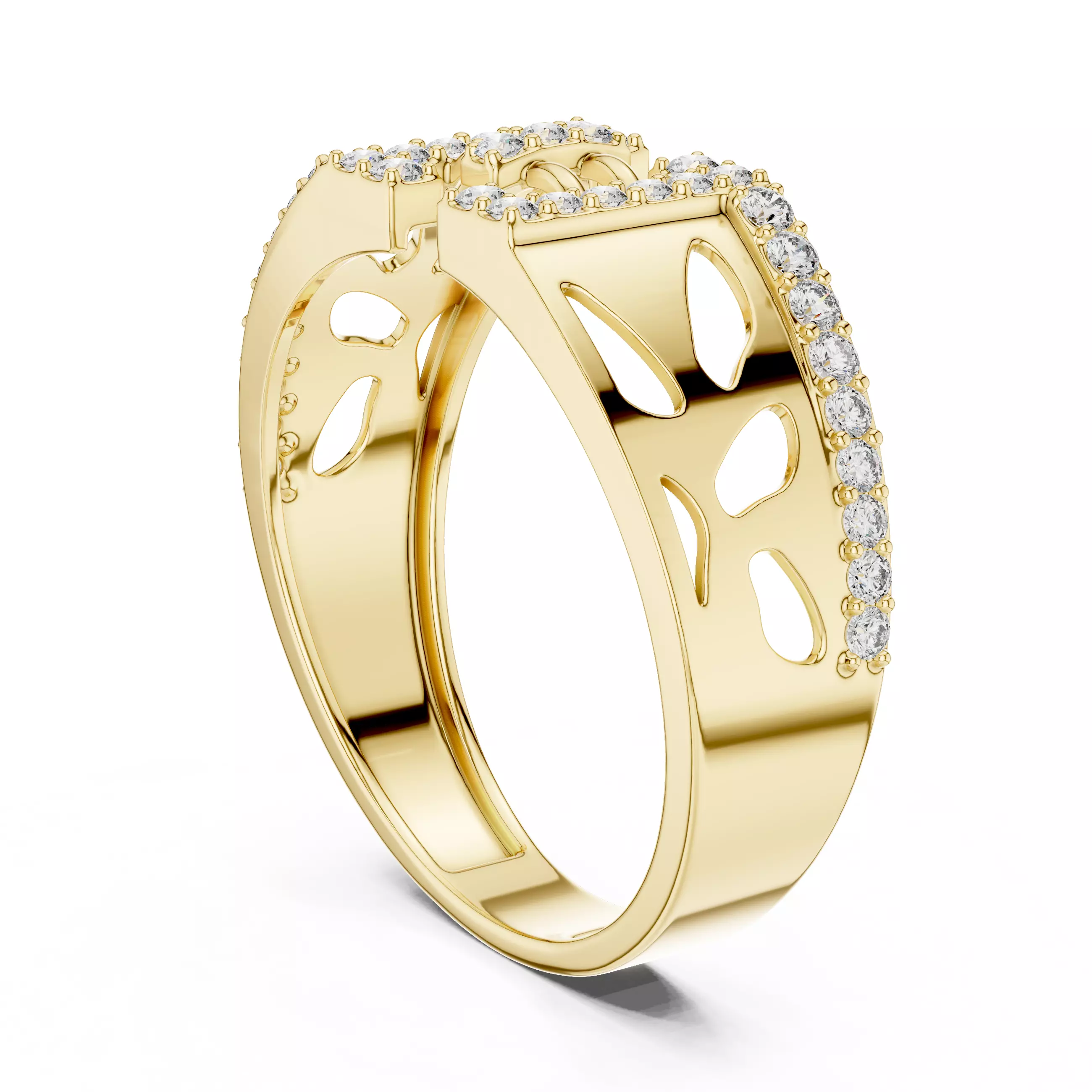 Diamond Band Ring 3dm stl renders animation videos details 3D print model_10