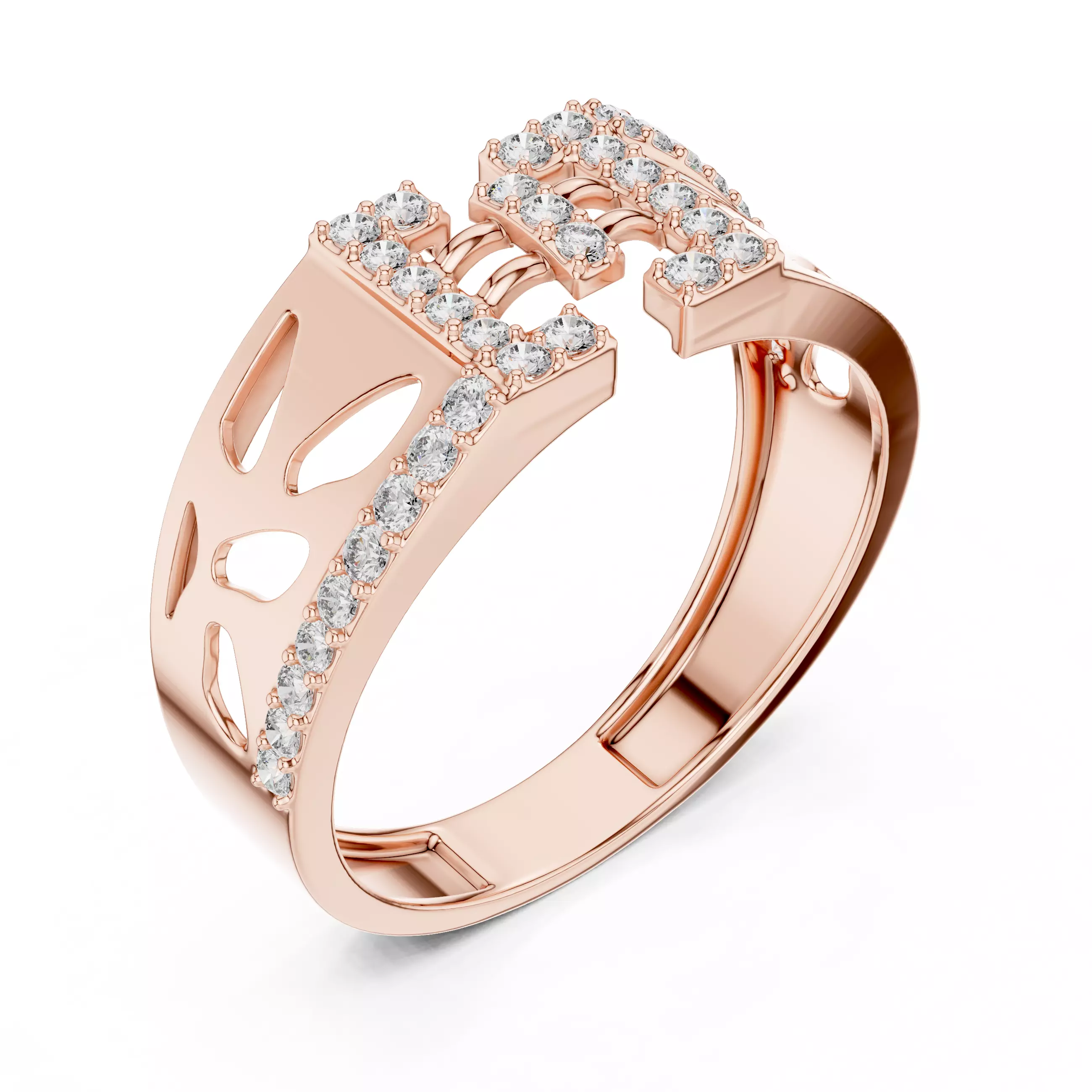 Diamond Band Ring 3dm stl renders animation videos details 3D print model_4
