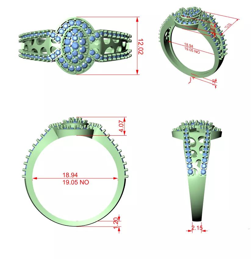 Diamond Band Ring 3dm stl renders animation videos details  3D print model_1