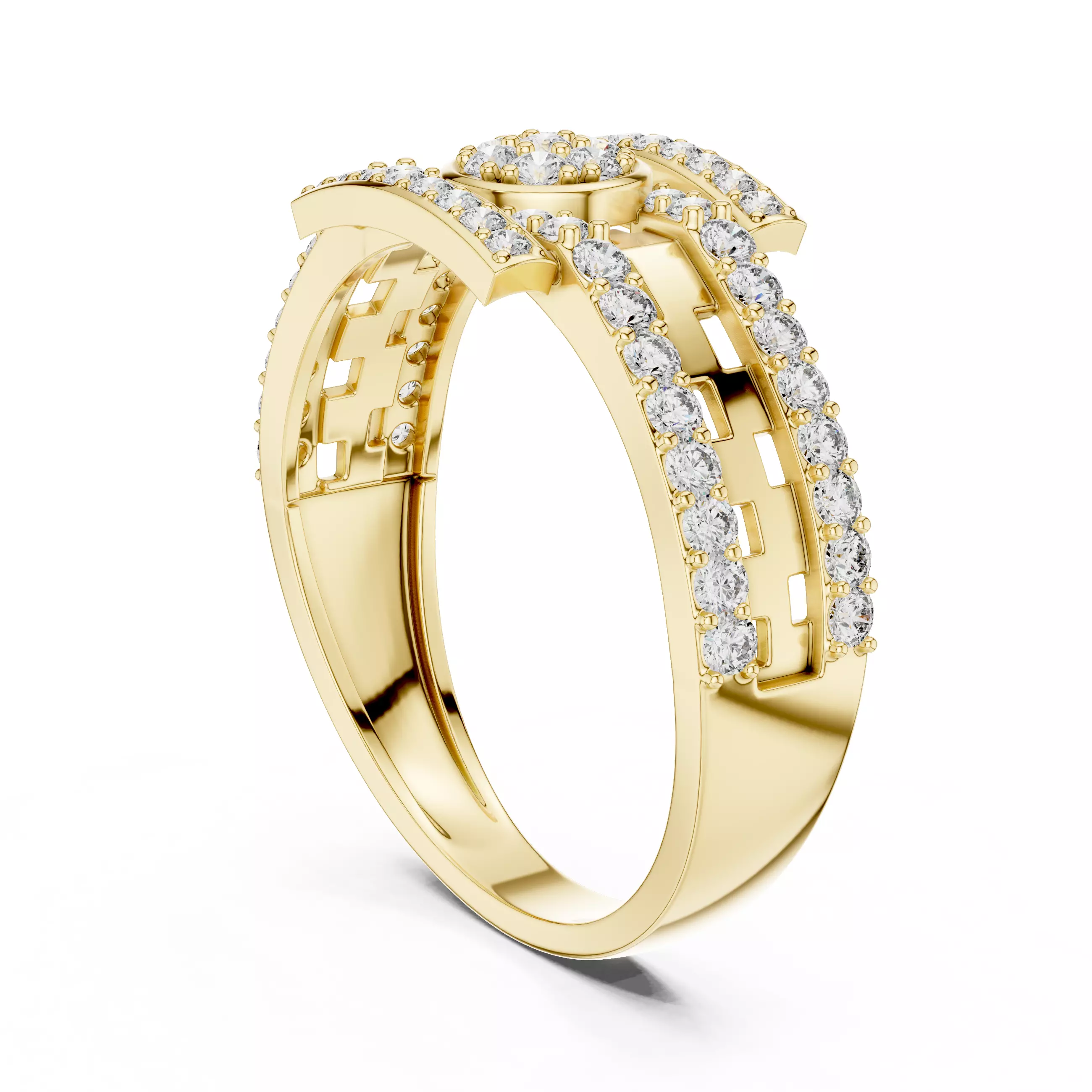 Diamond Band Ring 3dm stl renders animation videos details  3D print model_10