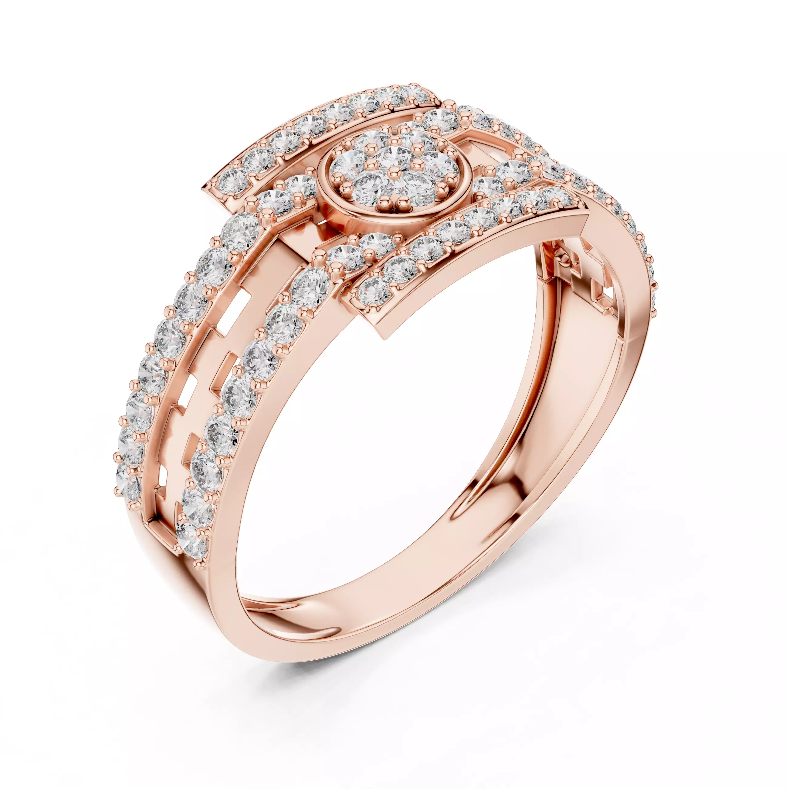 Diamond Band Ring 3dm stl renders animation videos details  3D print model_4