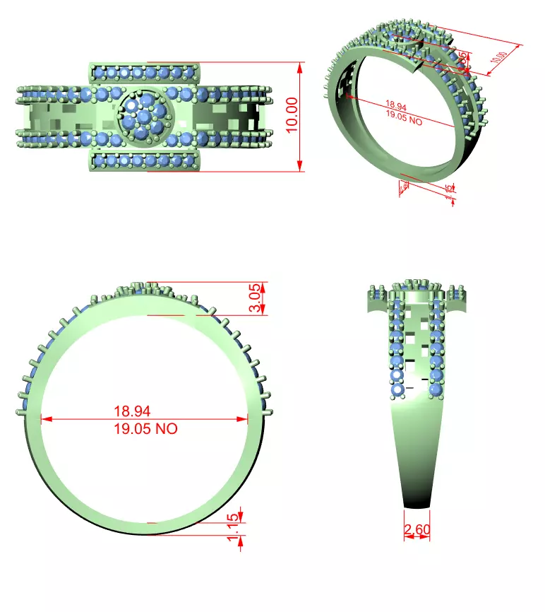 Diamond Band Ring 3dm stl renders animation videos details  3D print model_1