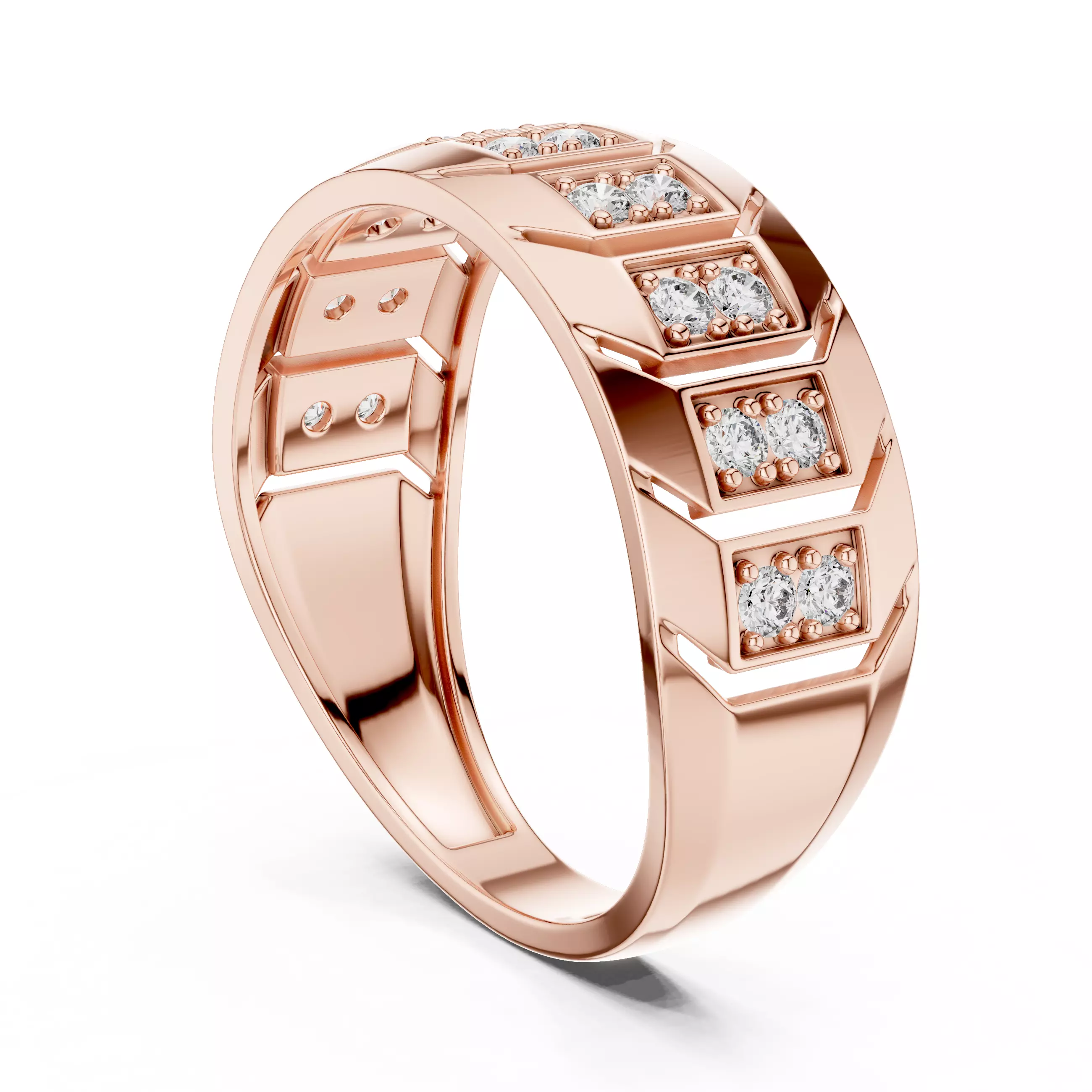 Diamond Band Ring 3dm stl renders animation videos details  3D print model_3