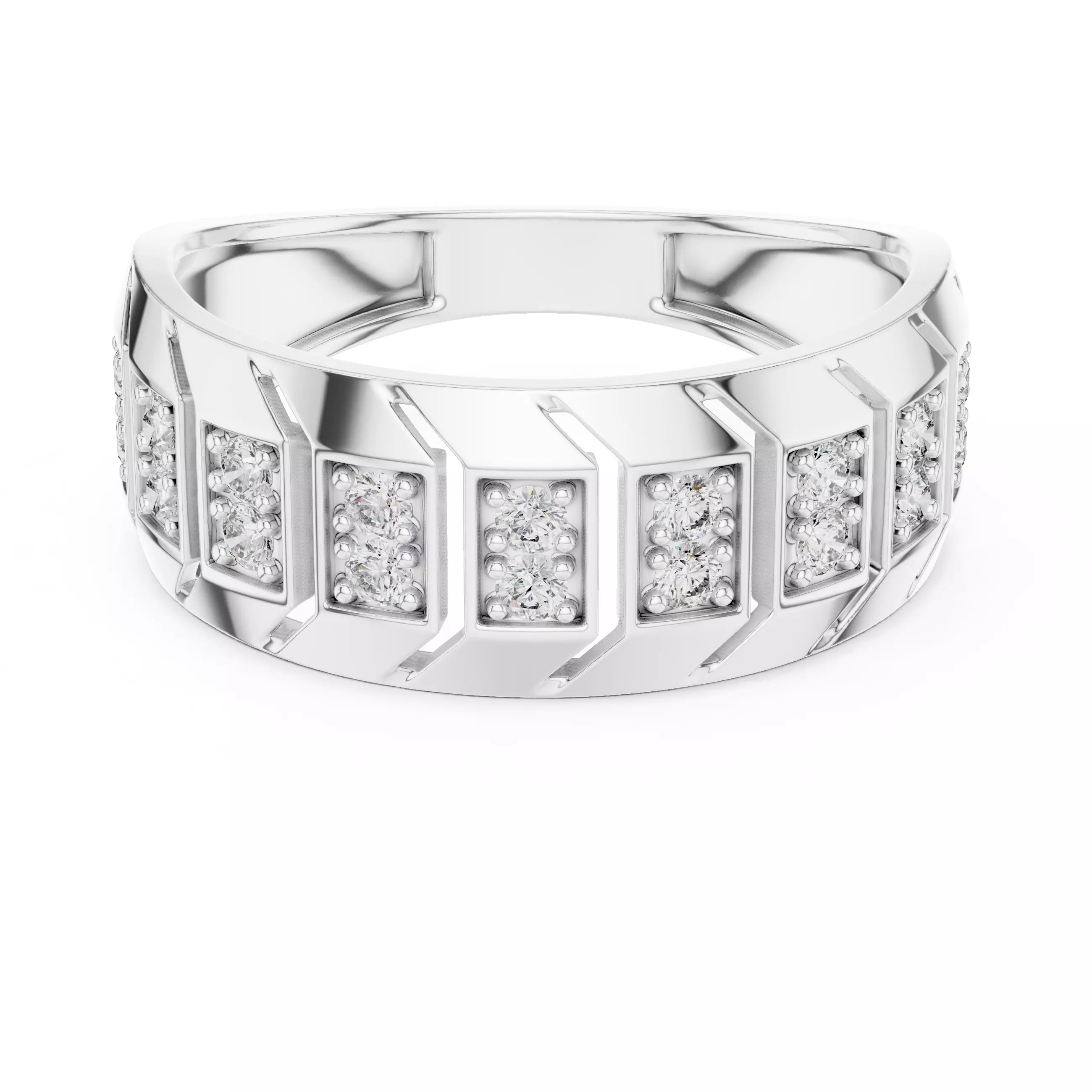Diamond Band Ring 3dm stl renders animation videos details  3D print model_9