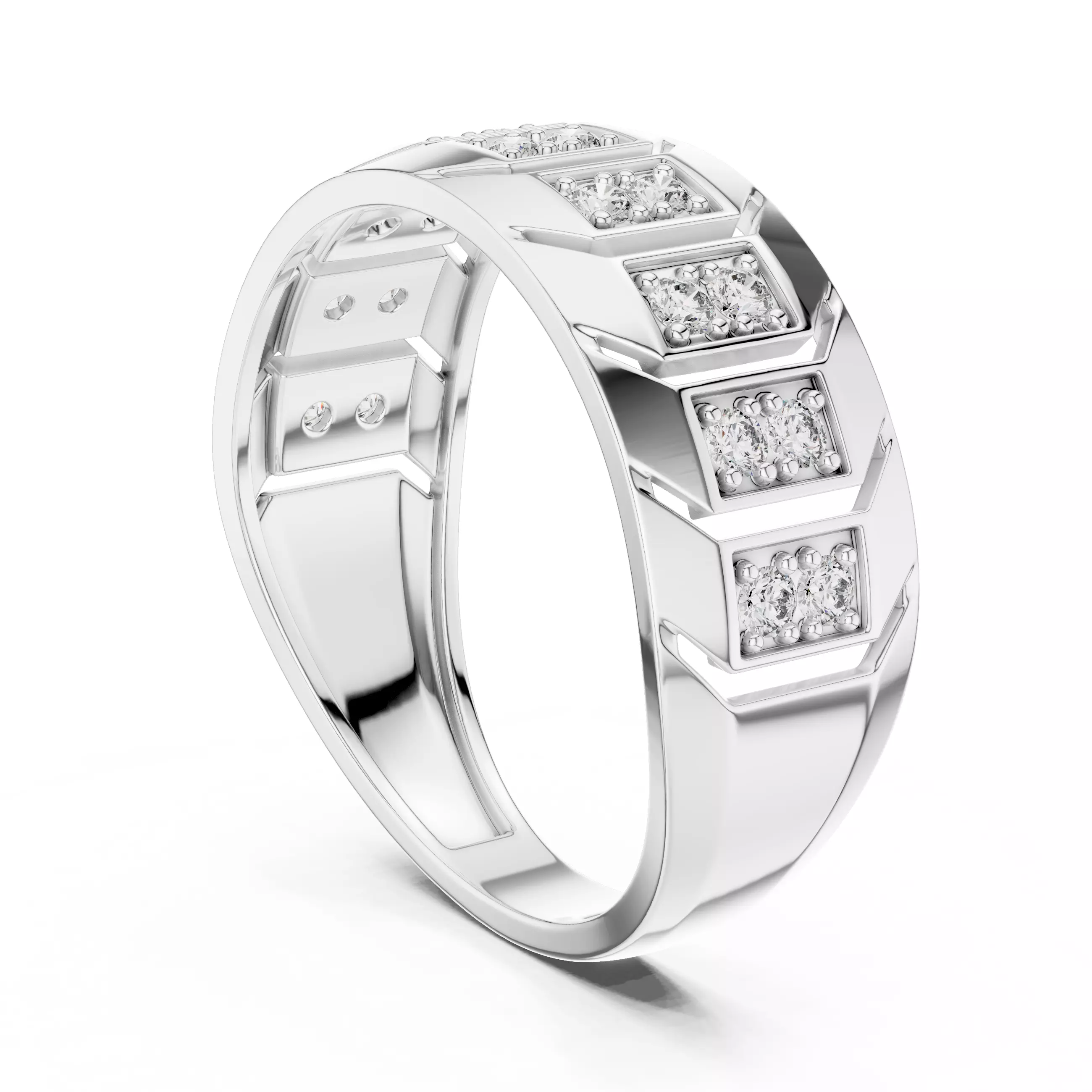 Diamond Band Ring 3dm stl renders animation videos details  3D print model_6