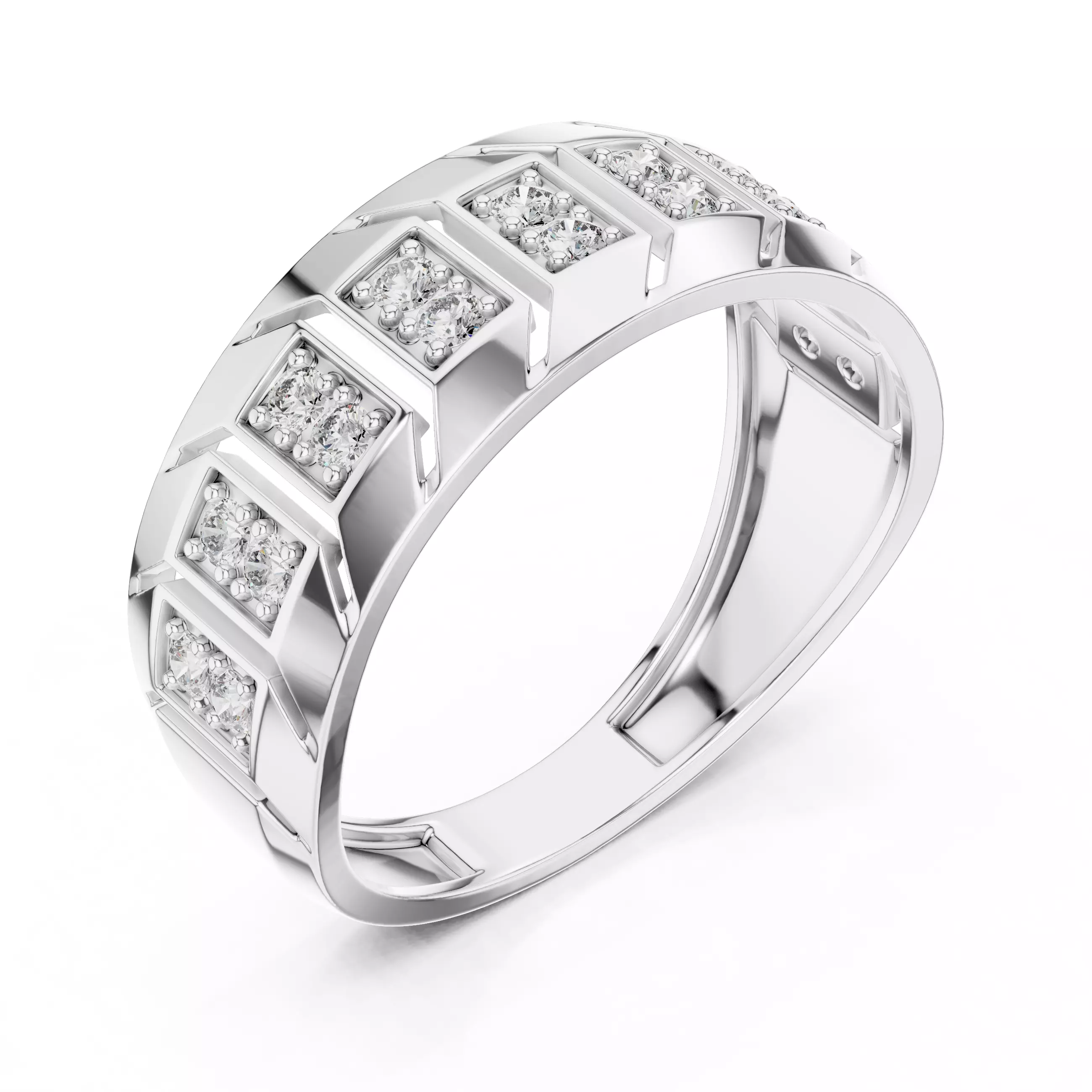 Diamond Band Ring 3dm stl renders animation videos details  3D print model_7