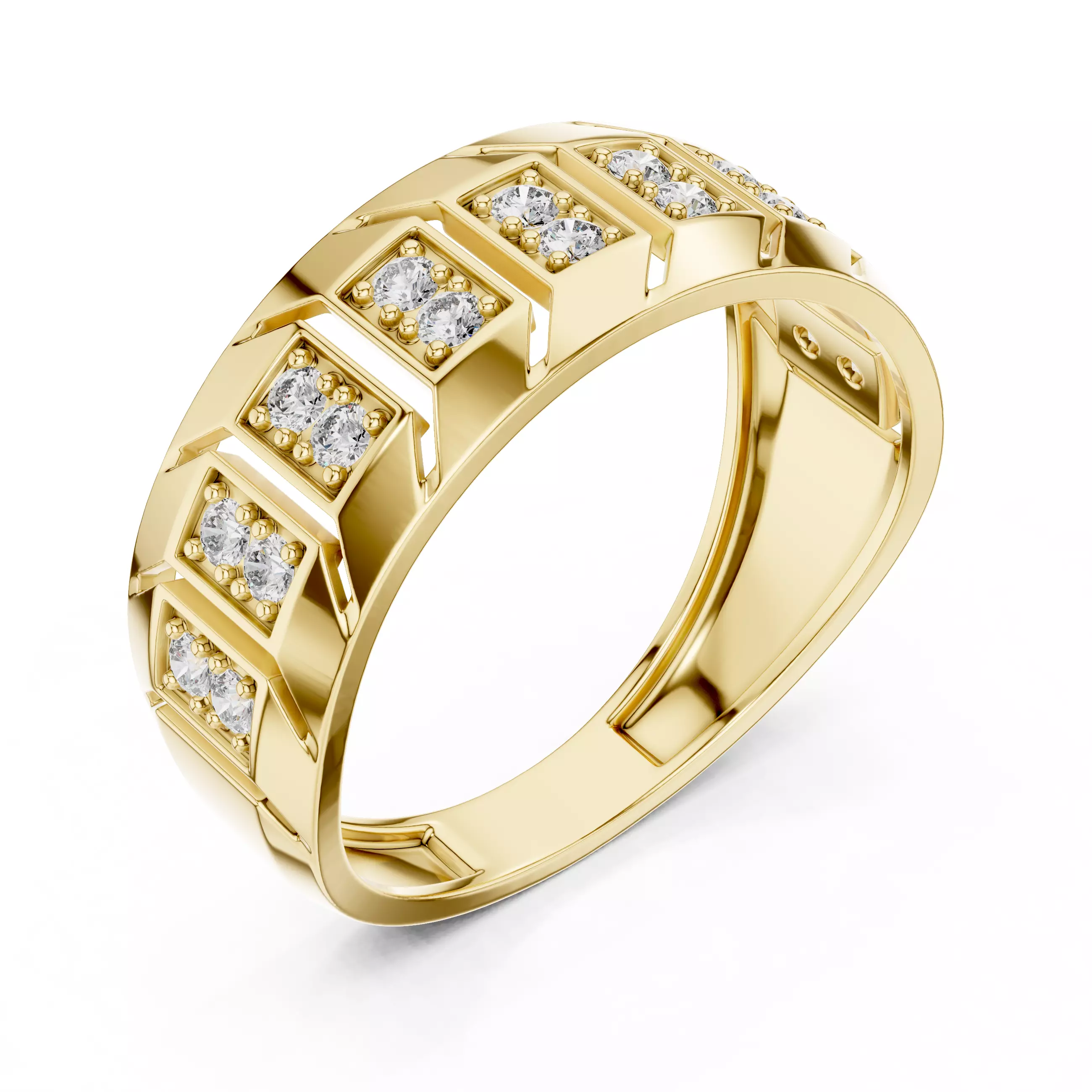 Diamond Band Ring 3dm stl renders animation videos details  3D print model_11