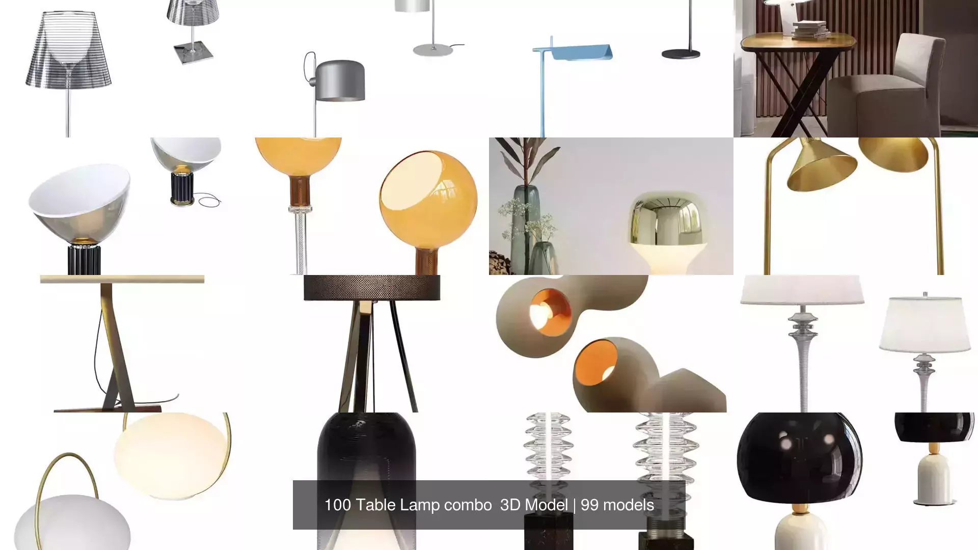 100 Table Lamp combo 3D Model 3D Model Collection_3
