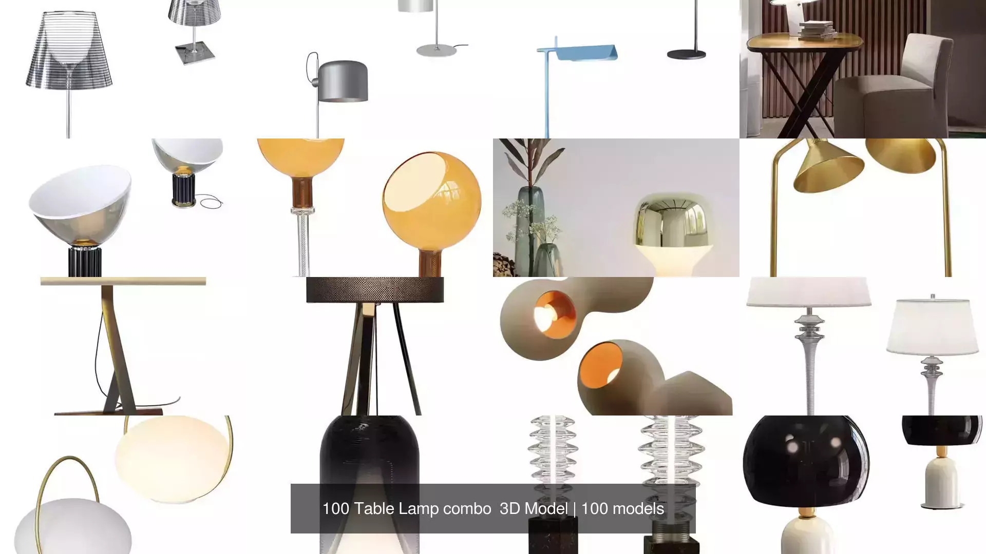 100 Table Lamp combo 3D Model 3D Model Collection_2