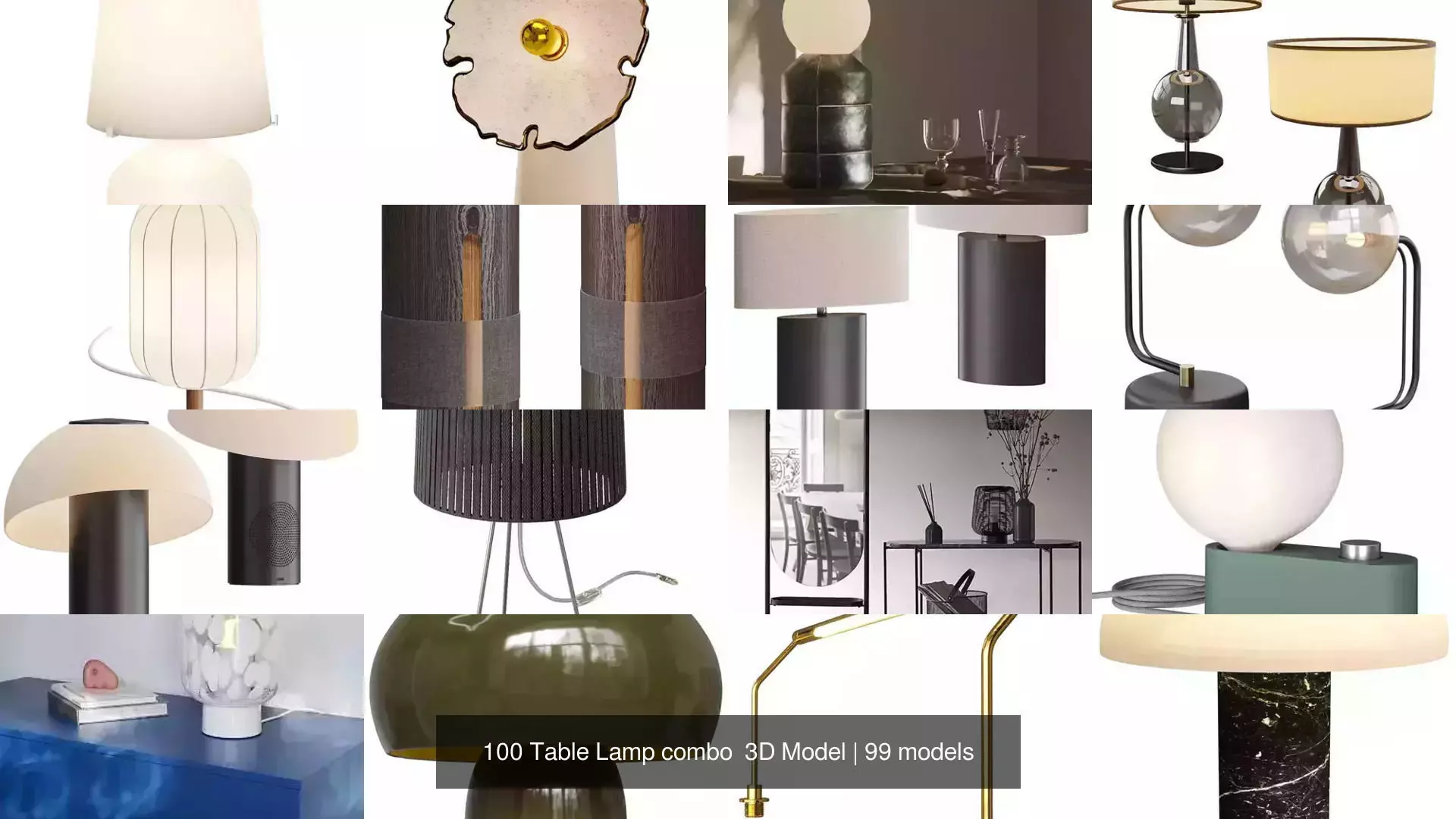 100 Table Lamp combo 3D Model 3D Model Collection_9