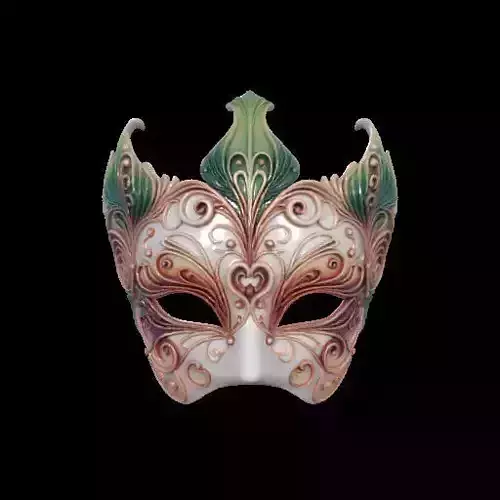 2064  Venetian Carnival Mask Color 3D Model  magic