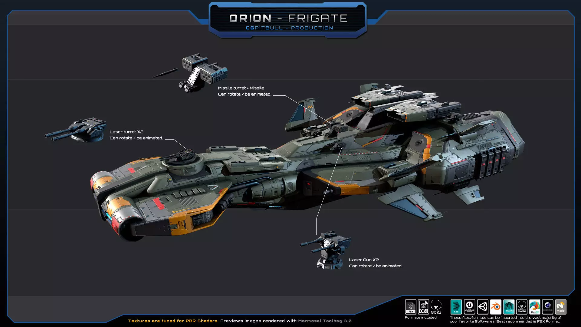 STARSHIPS - Pack04 Low-poly 3D model_13