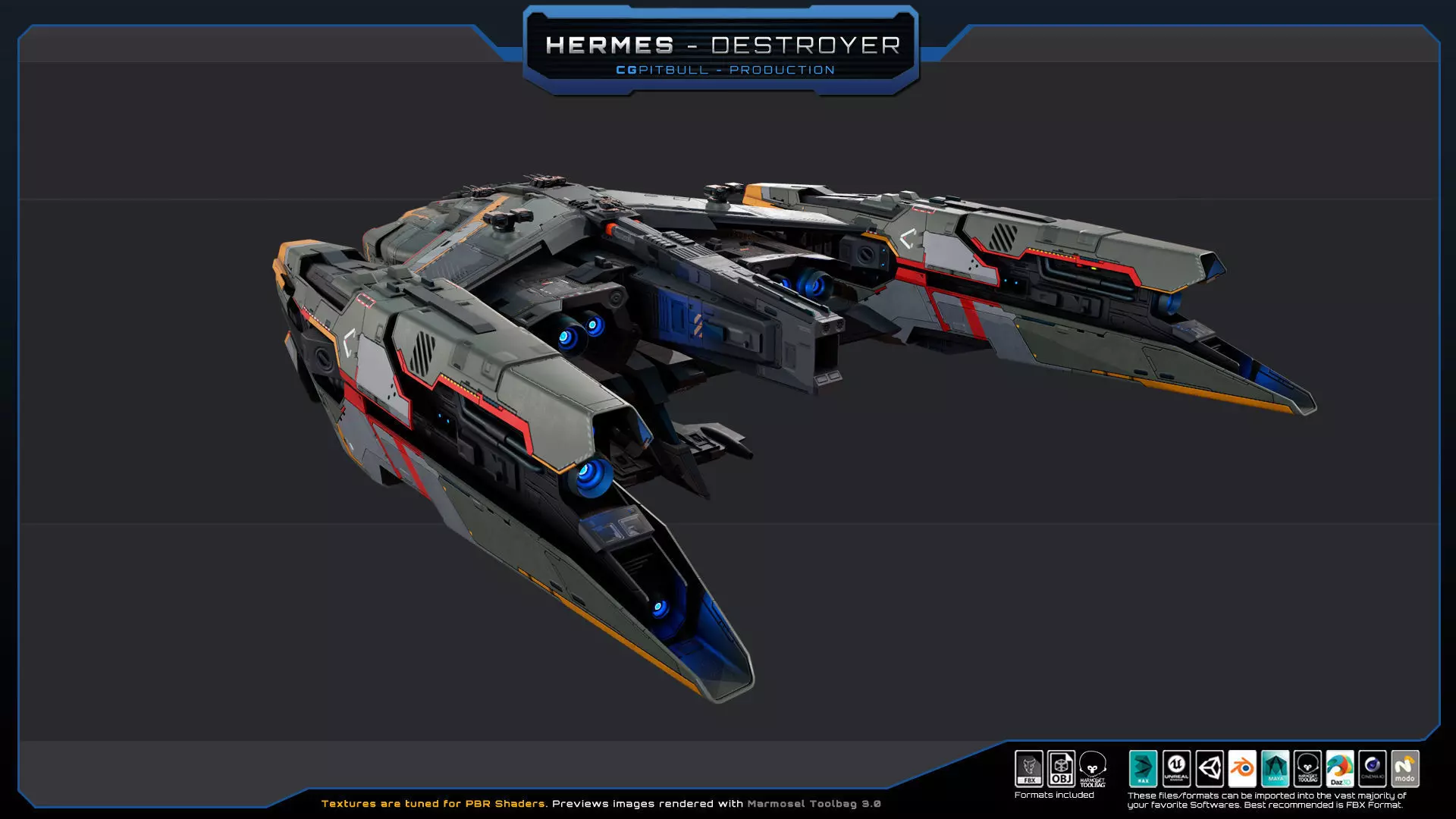 STARSHIPS - Pack04 Low-poly 3D model_7