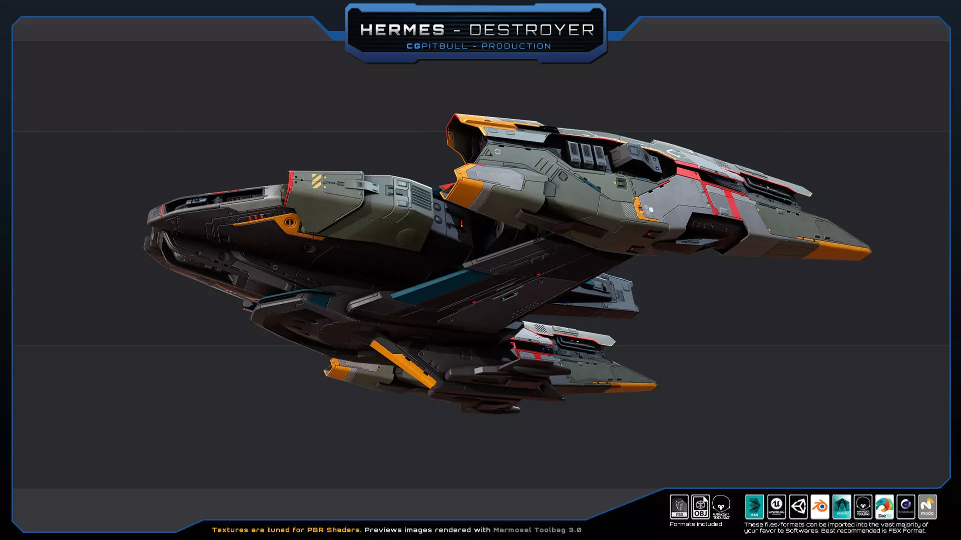 STARSHIPS - Pack04 Low-poly 3D model_8