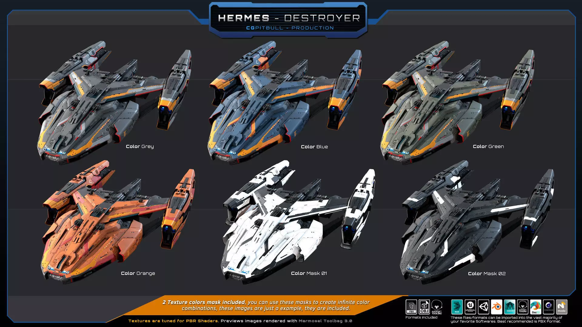 STARSHIPS - Pack04 Low-poly 3D model_9