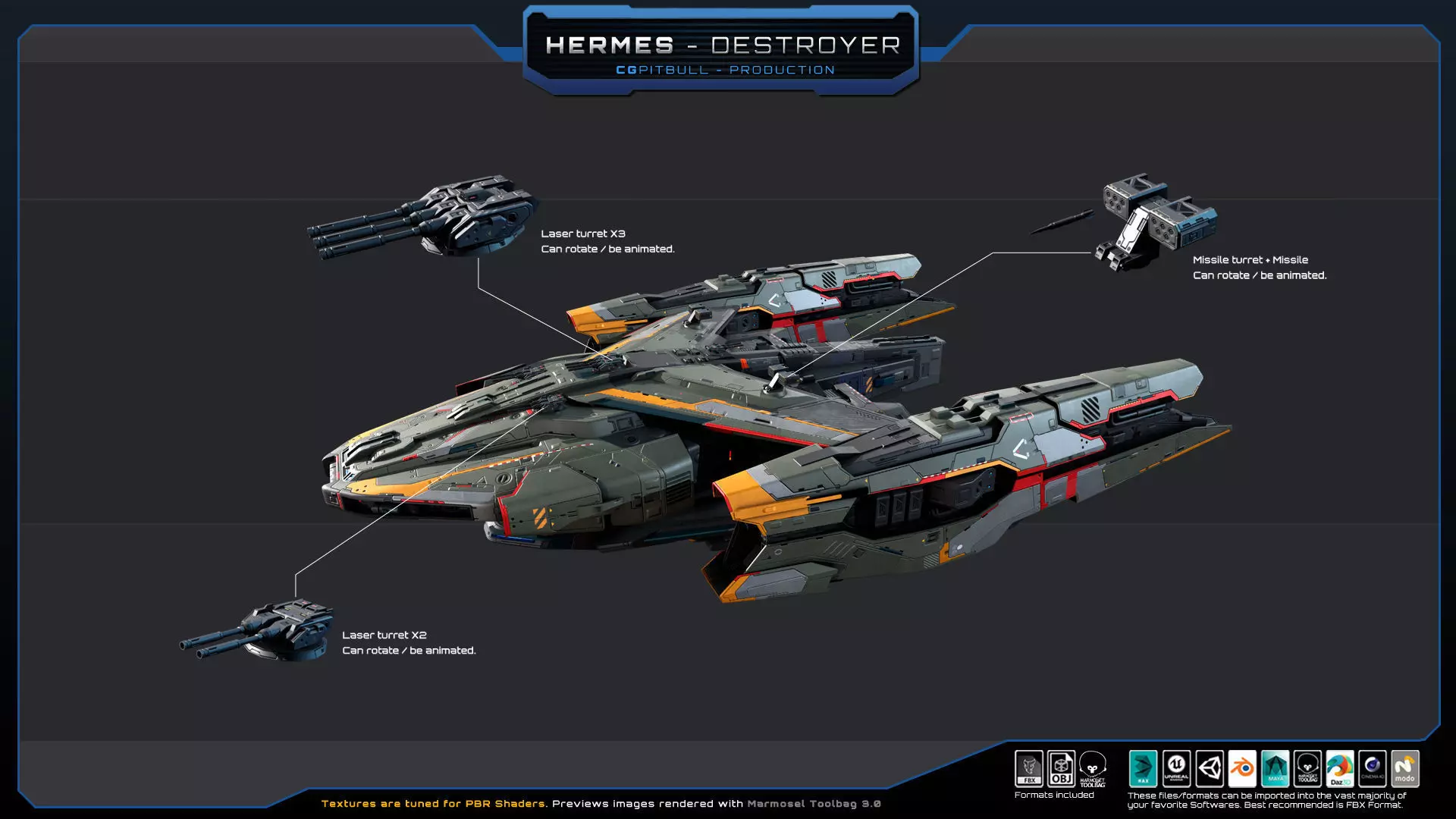 STARSHIPS - Pack04 Low-poly 3D model_2