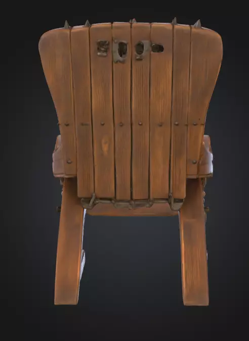 Rustic Spiked Torture Chair Low-poly 3D model_6