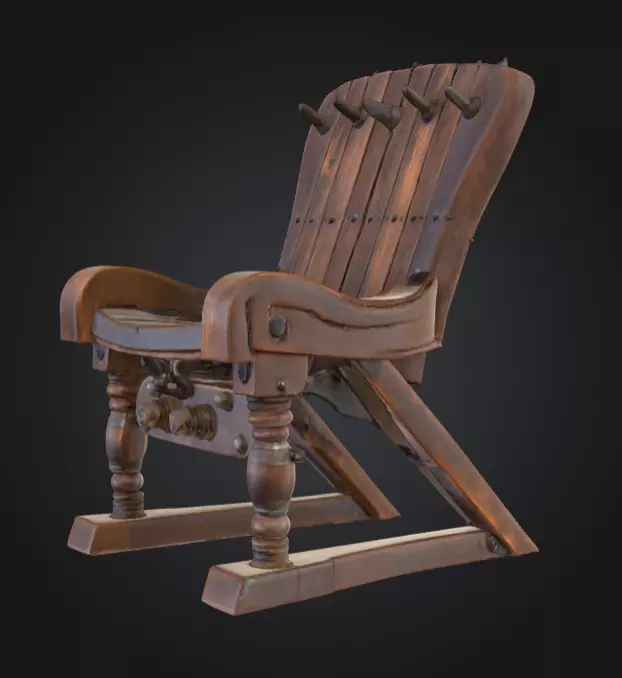 Rustic Spiked Torture Chair Low-poly 3D model_9