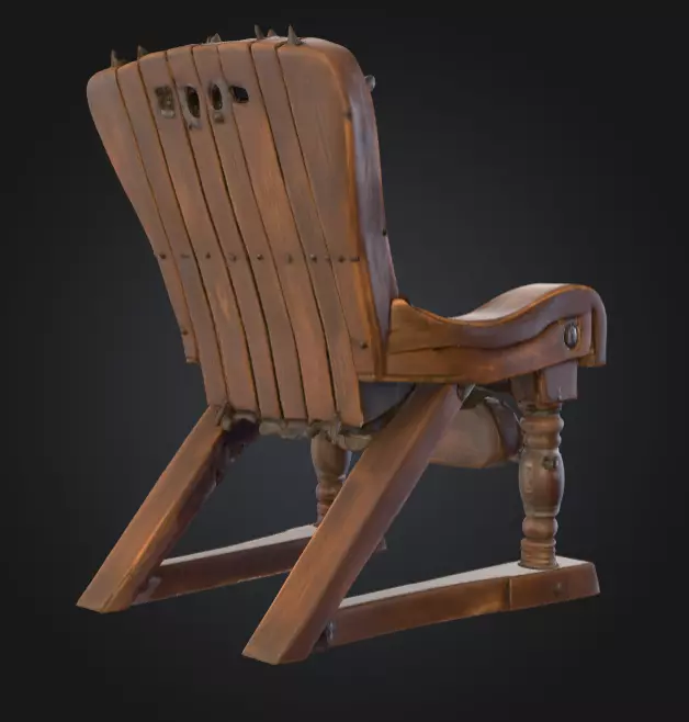 Rustic Spiked Torture Chair Low-poly 3D model_4