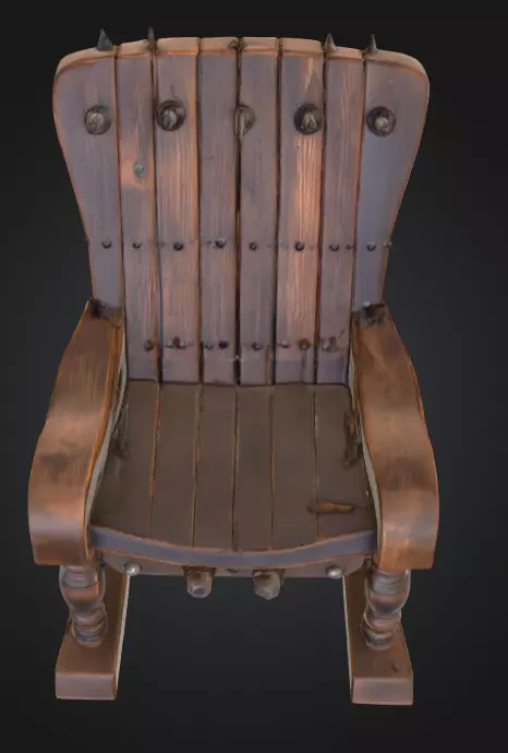 Rustic Spiked Torture Chair Low-poly 3D model_10