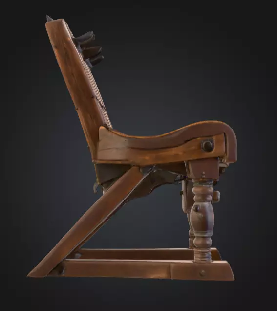 Rustic Spiked Torture Chair Low-poly 3D model_3