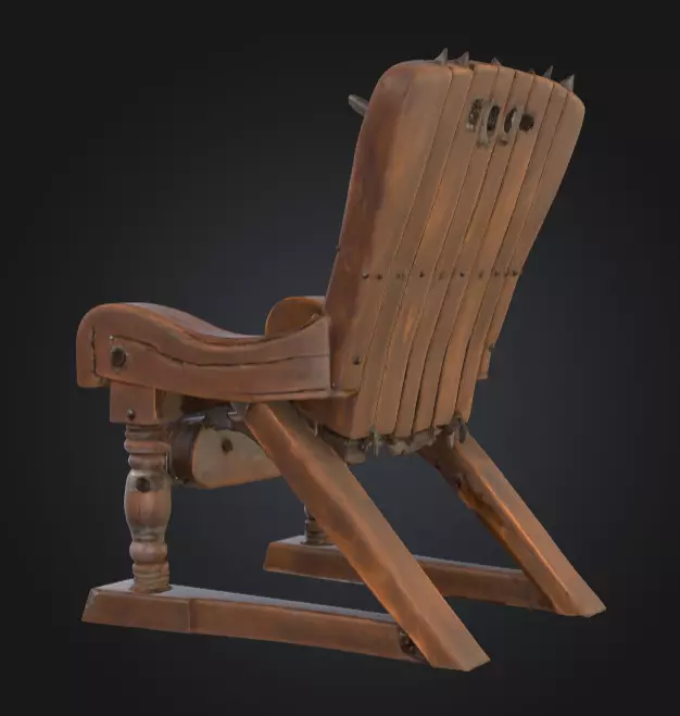 Rustic Spiked Torture Chair Low-poly 3D model_7