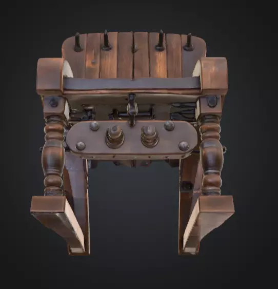 Rustic Spiked Torture Chair Low-poly 3D model_15