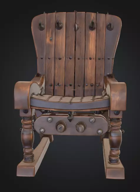 Rustic Spiked Torture Chair Low-poly 3D model_1